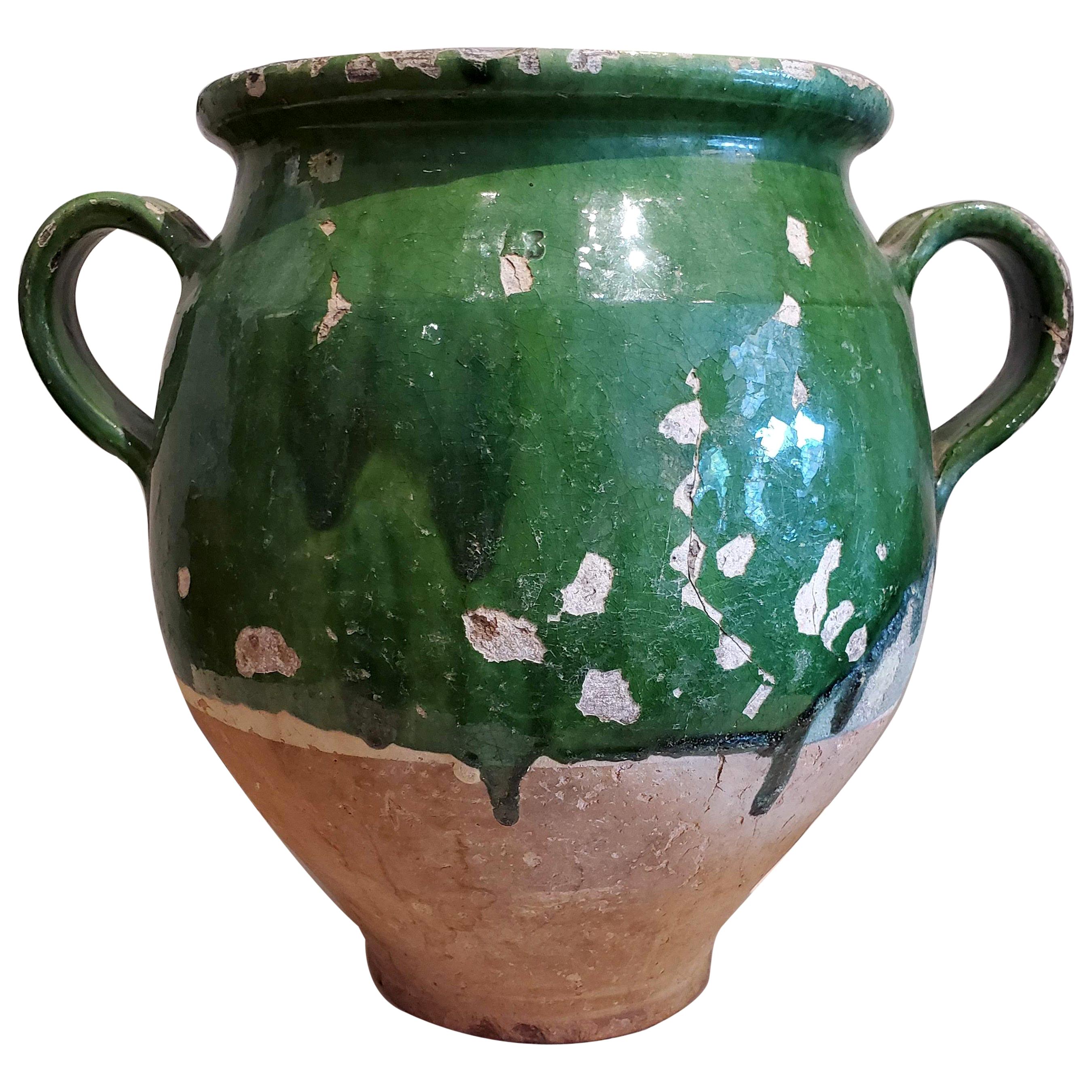 Large 19th Century Green Glazed Terracotta “Confit” Pot at 1stDibs