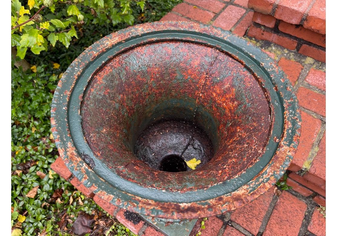 Large 19th Century Green Paint Garden Urn For Sale 5
