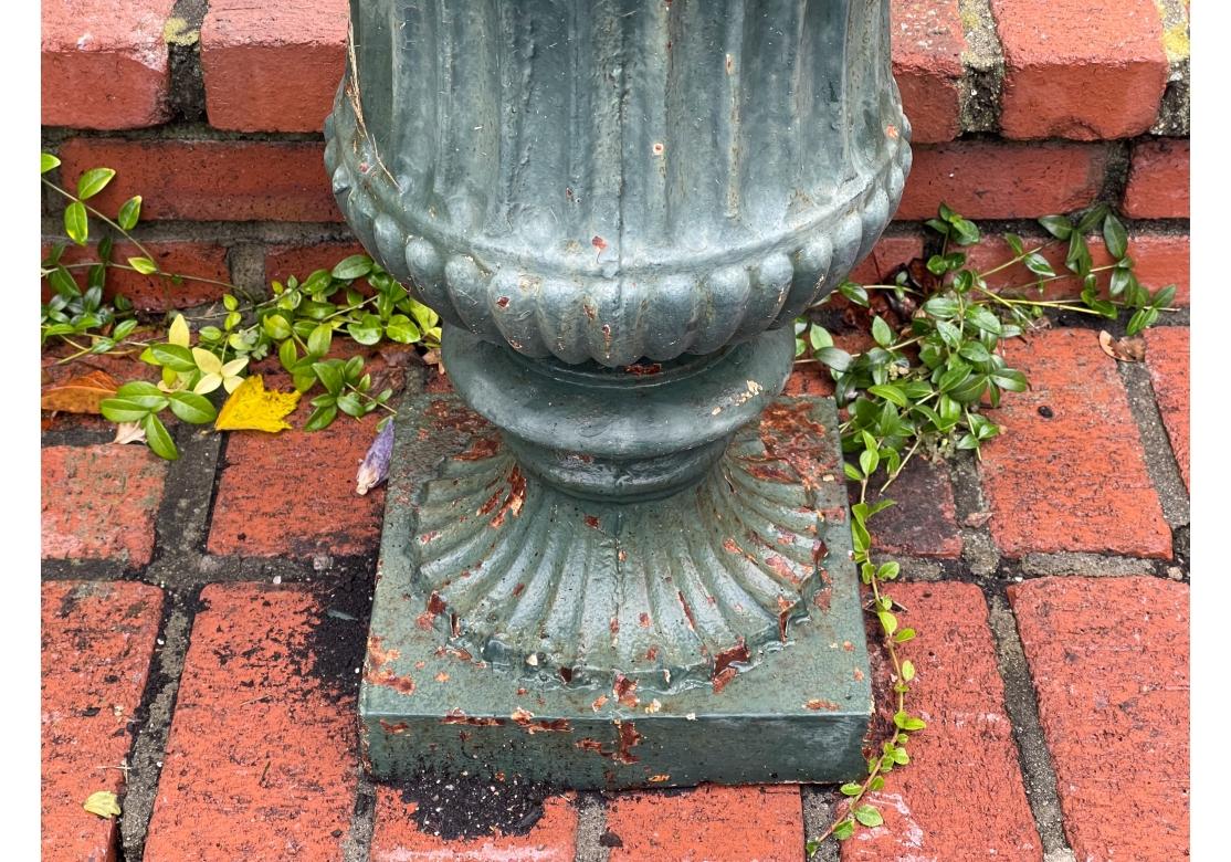 Iron Large 19th Century Green Paint Garden Urn For Sale
