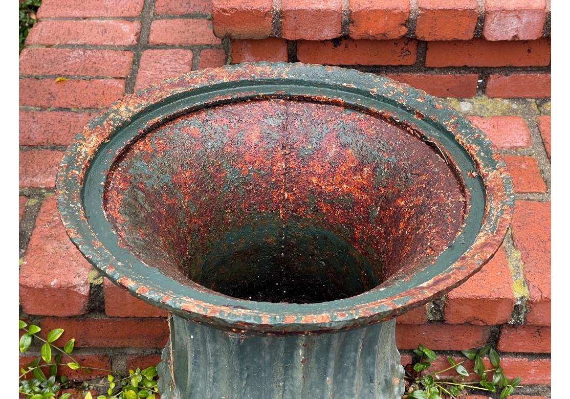 Large 19th Century Green Paint Garden Urn For Sale 1