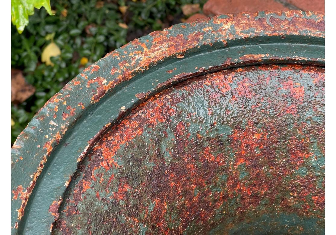 Large 19th Century Green Paint Garden Urn For Sale 2