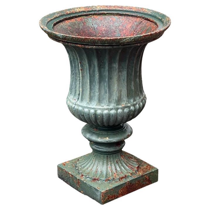 Large 19th Century Green Paint Garden Urn