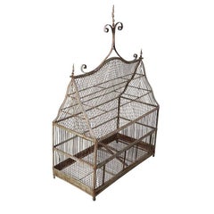 Antique Large 19th Century Hand Forged Bird Cage