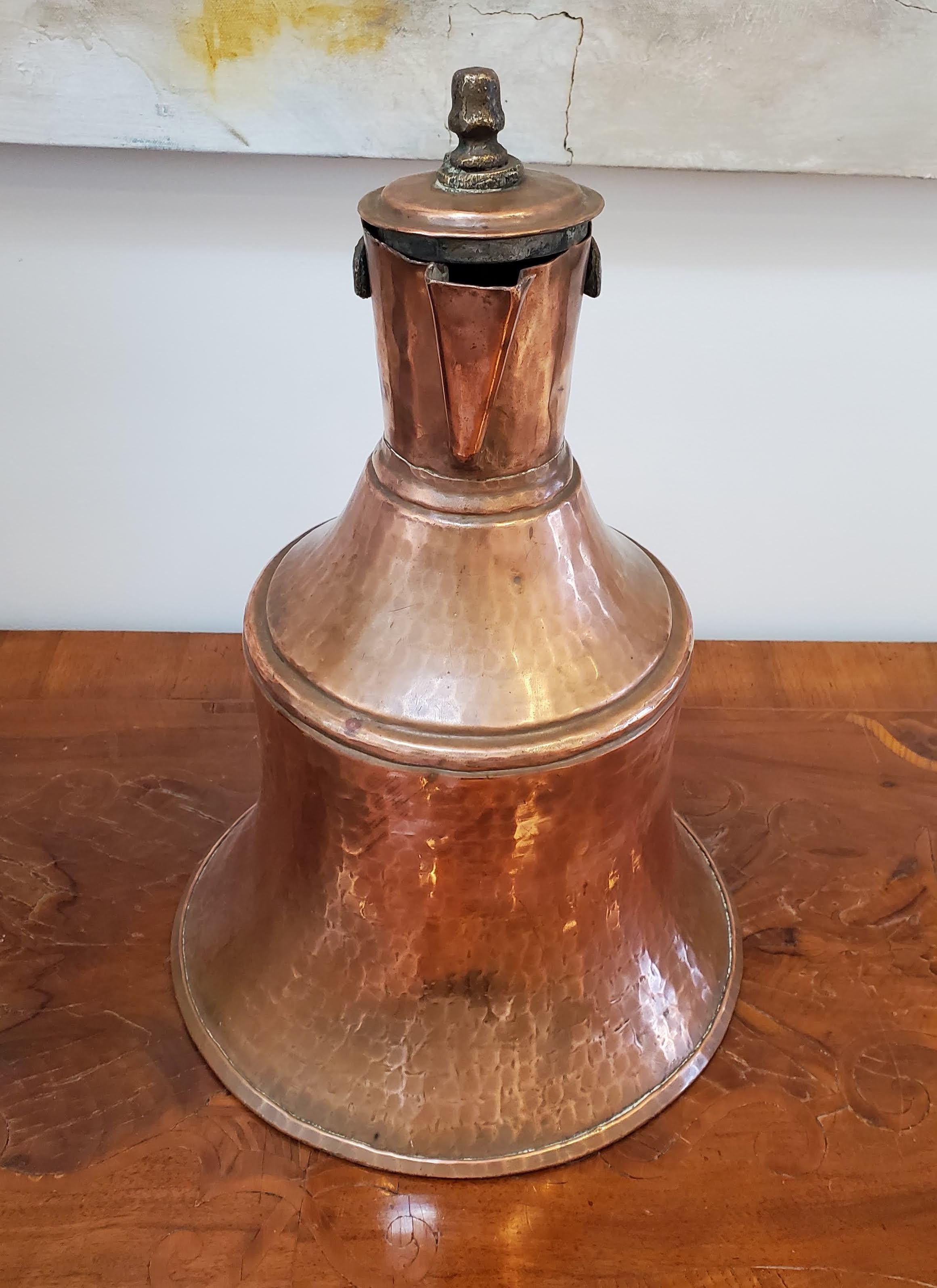 Brass Large 19th Century Hand Hammered North African Copper Wine Ewer