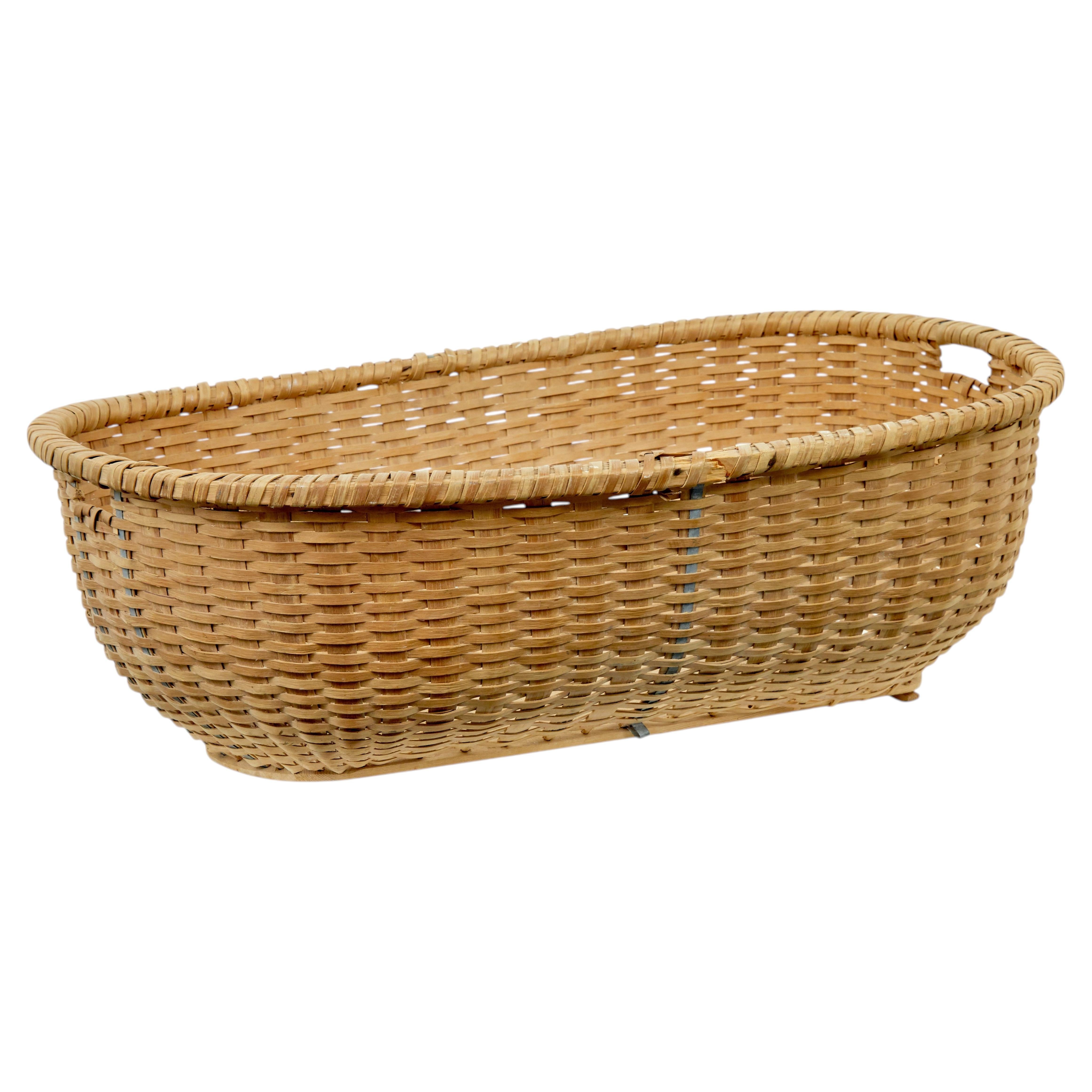 Large 19th century hand woven and pine basket