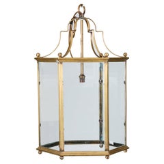 Large 19th Century Hexagonal Brass Lantern