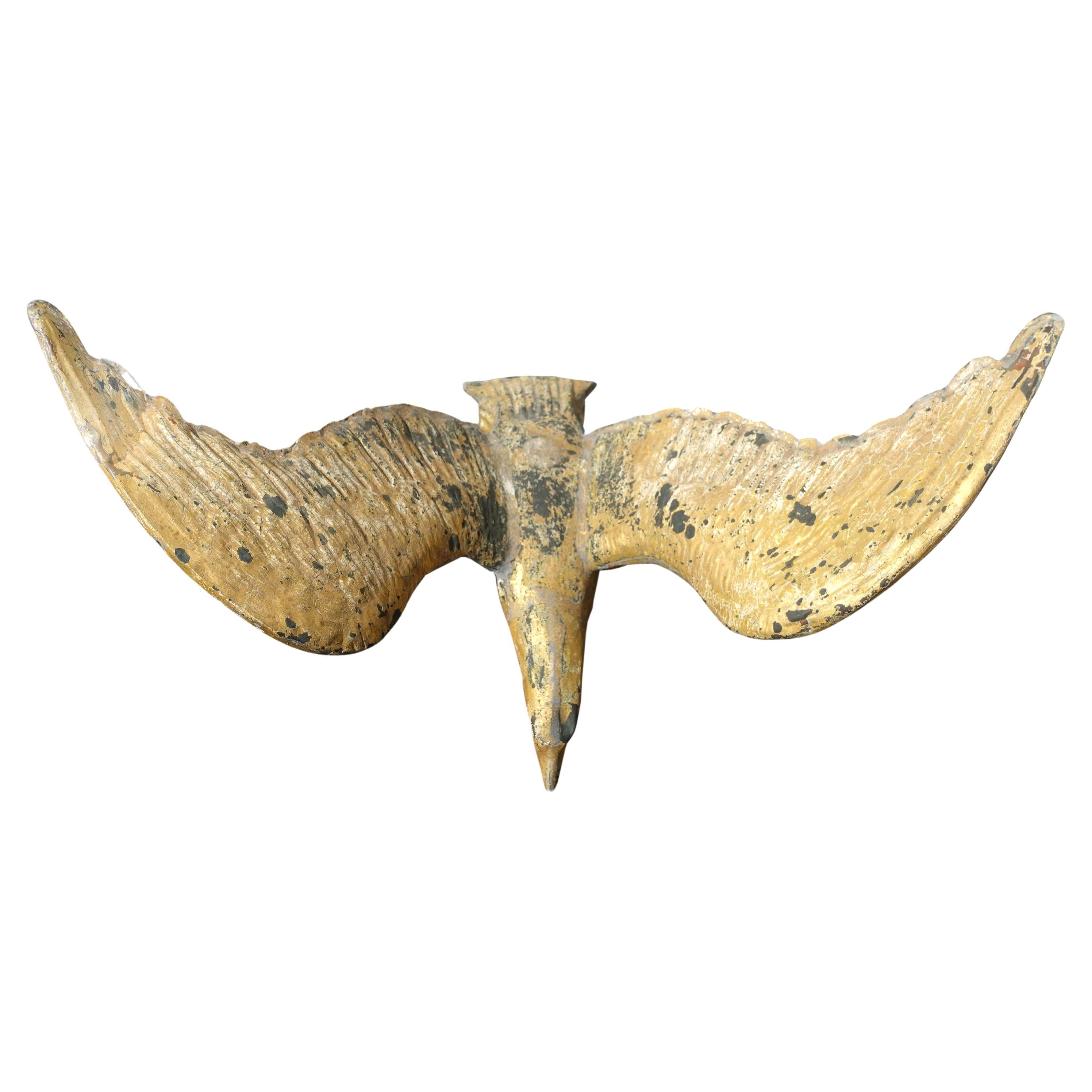 Folk Art Large 19th century Hollow Body Gilt Eagle Weather Vane