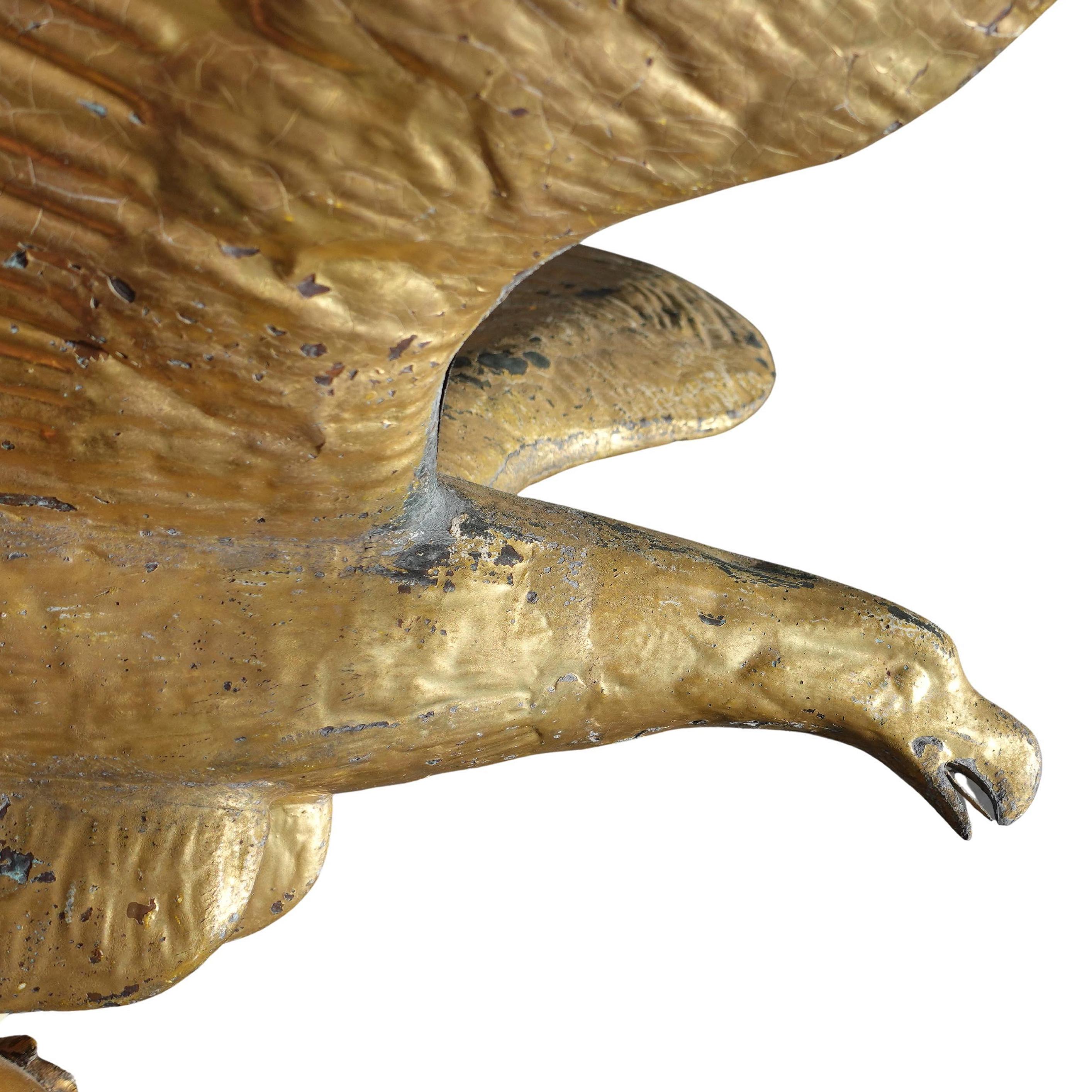 American Large 19th century Hollow Body Gilt Eagle Weather Vane
