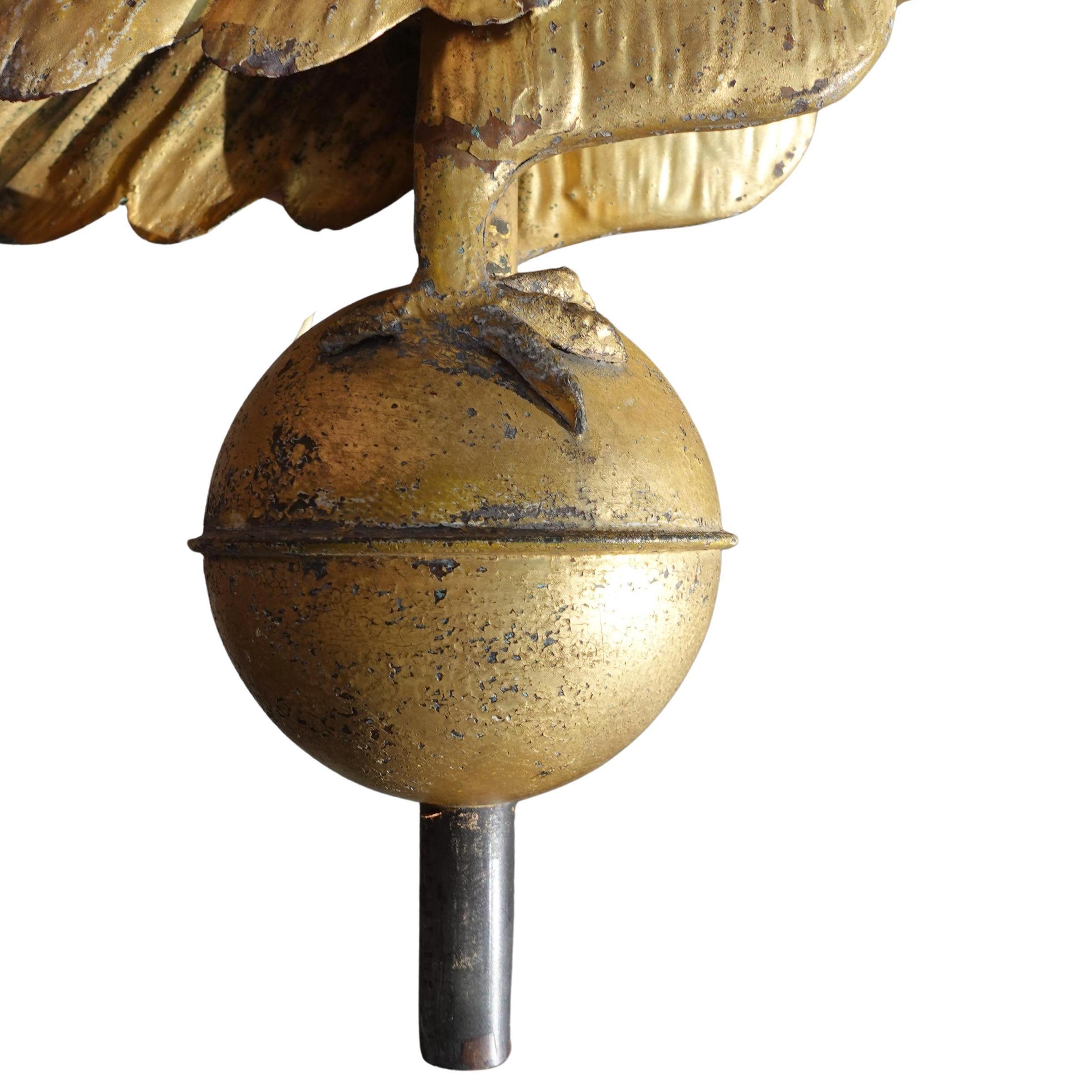 19th Century Large 19th century Hollow Body Gilt Eagle Weather Vane