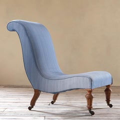 Large 19th Century Howard Style Walnut Slipper Chair