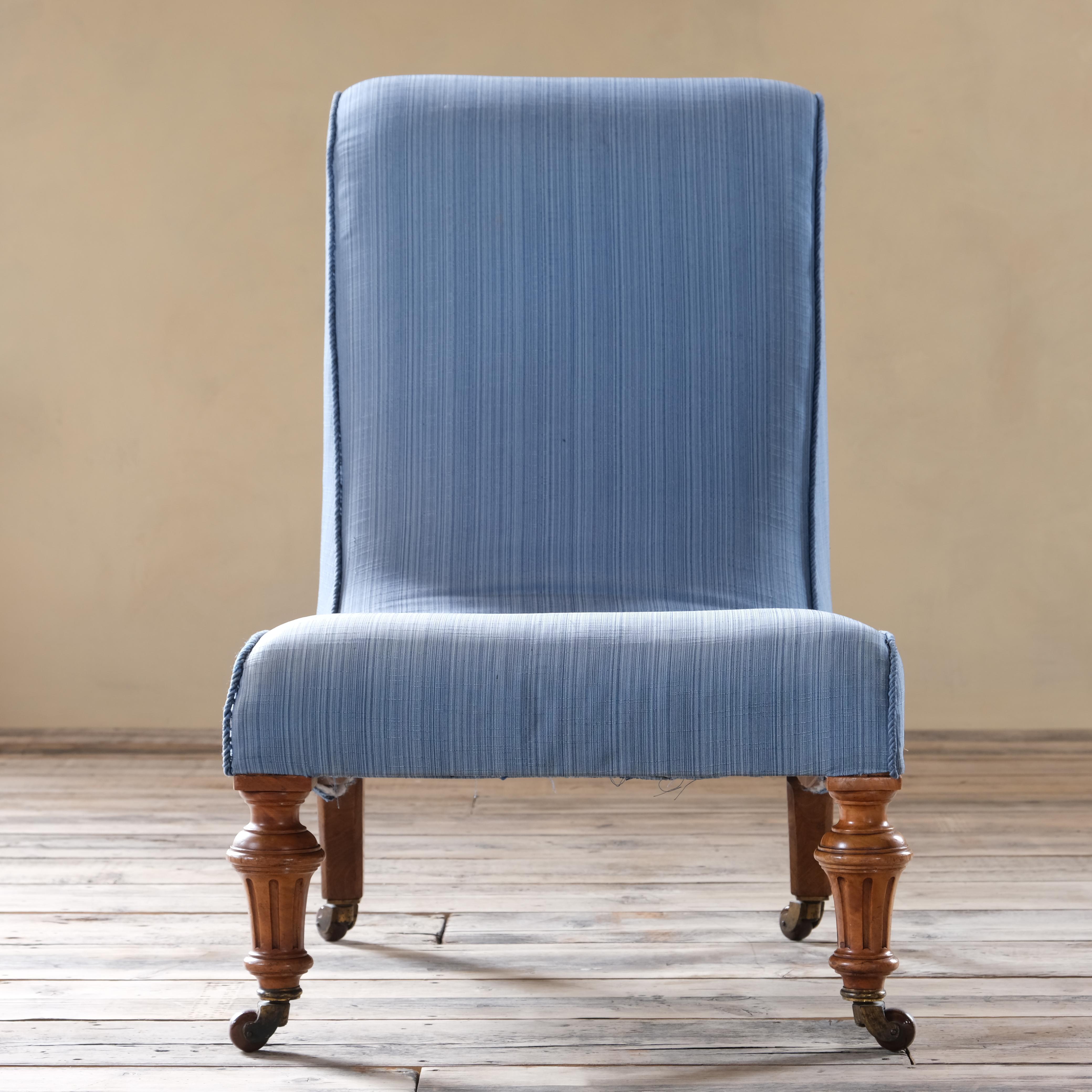 Victorian Large 19th Century Howard Style Walnut Slipper Chair