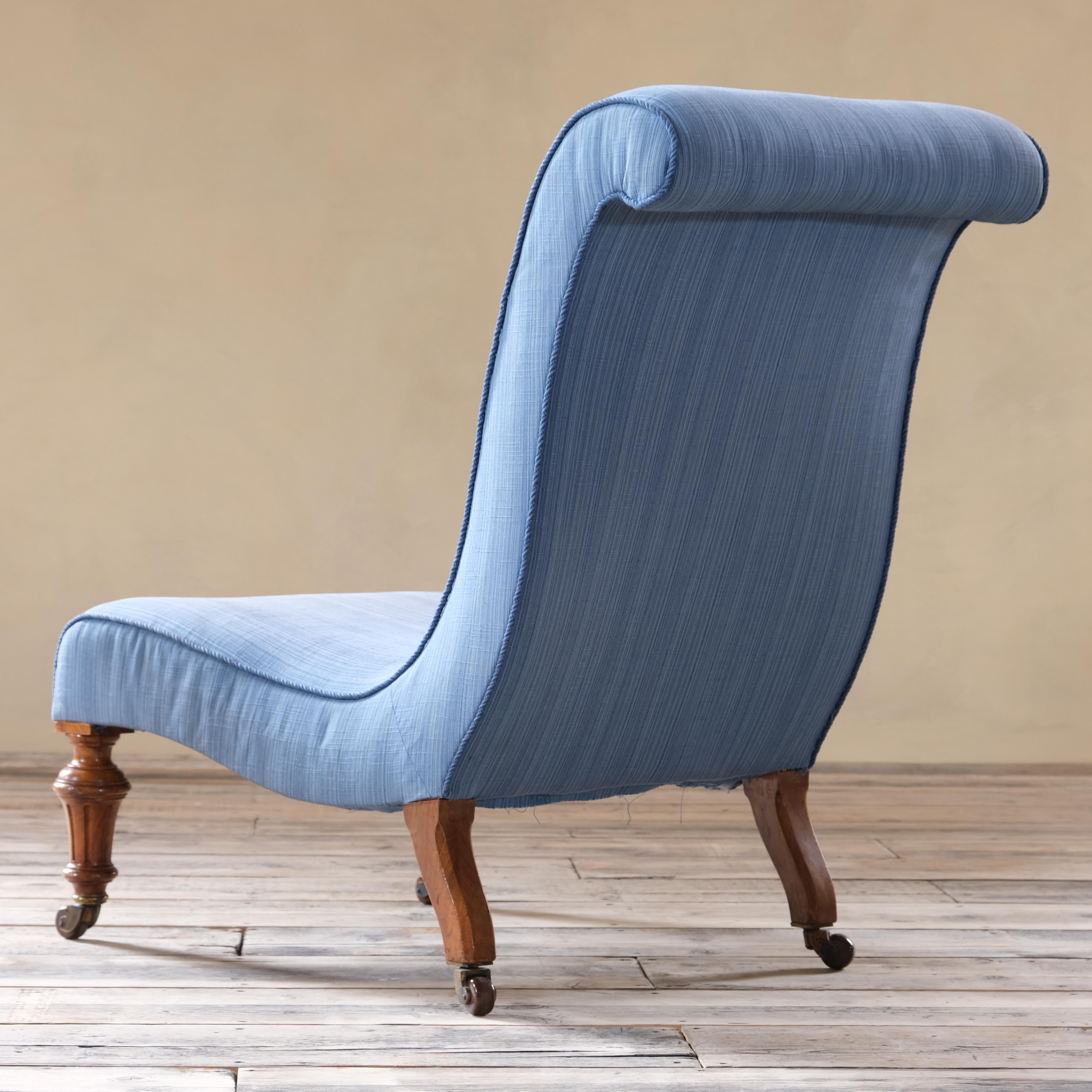 Large 19th Century Howard Style Walnut Slipper Chair 1