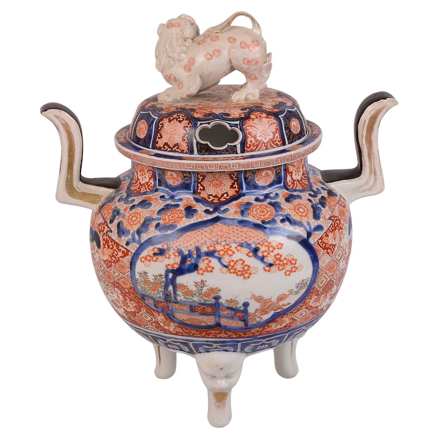 Large 19th Century Imari Lidded Koro For Sale