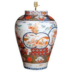 Antique Large 19th Century Imari Temple Jar Table Lamp