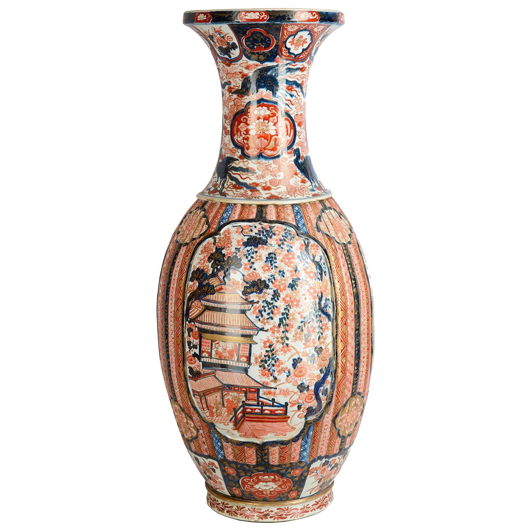 Large 19th Century Imari Vase For Sale
