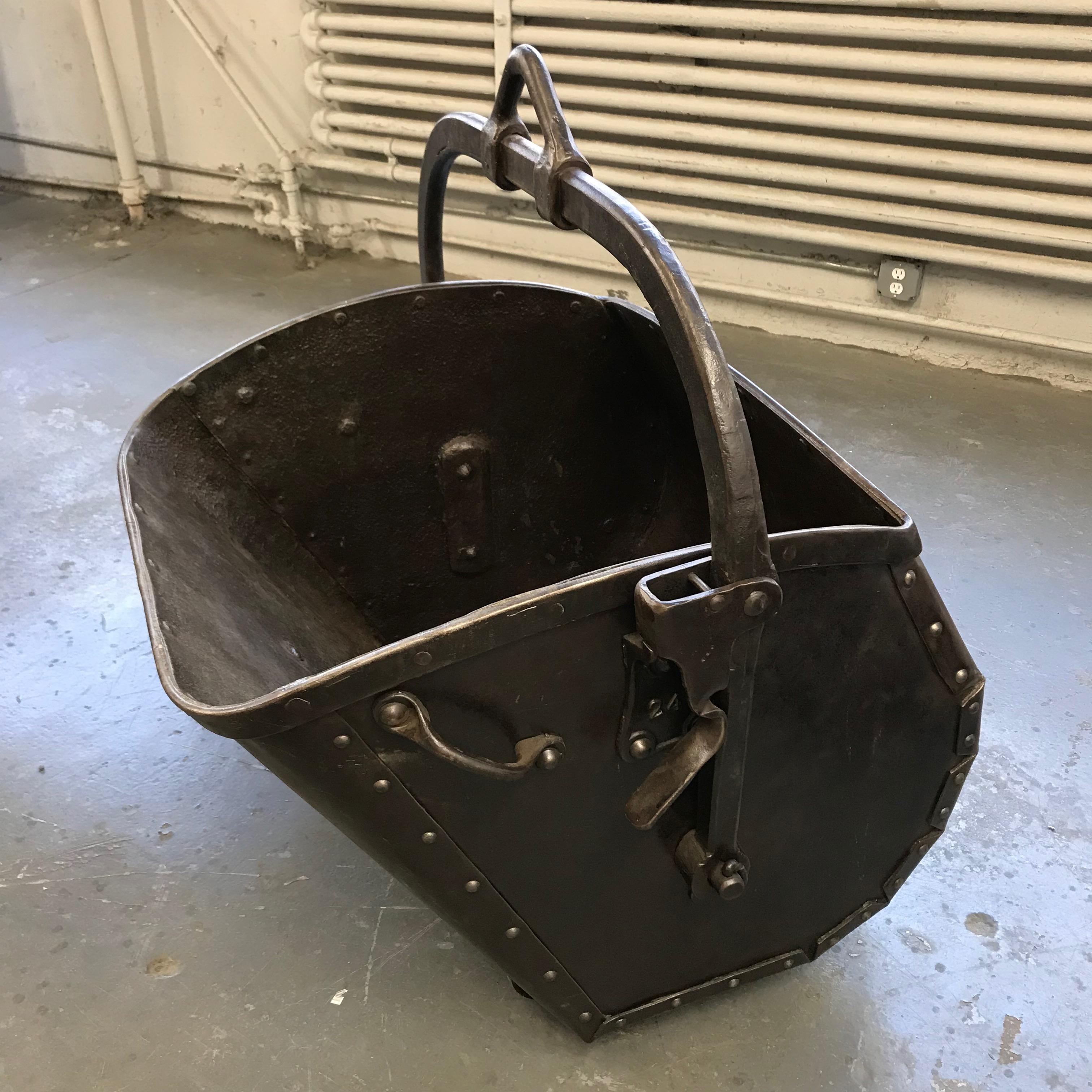 Large 19th Century Industrial Steel Coal Drag Shovel Bucket In Good Condition For Sale In Brooklyn, NY