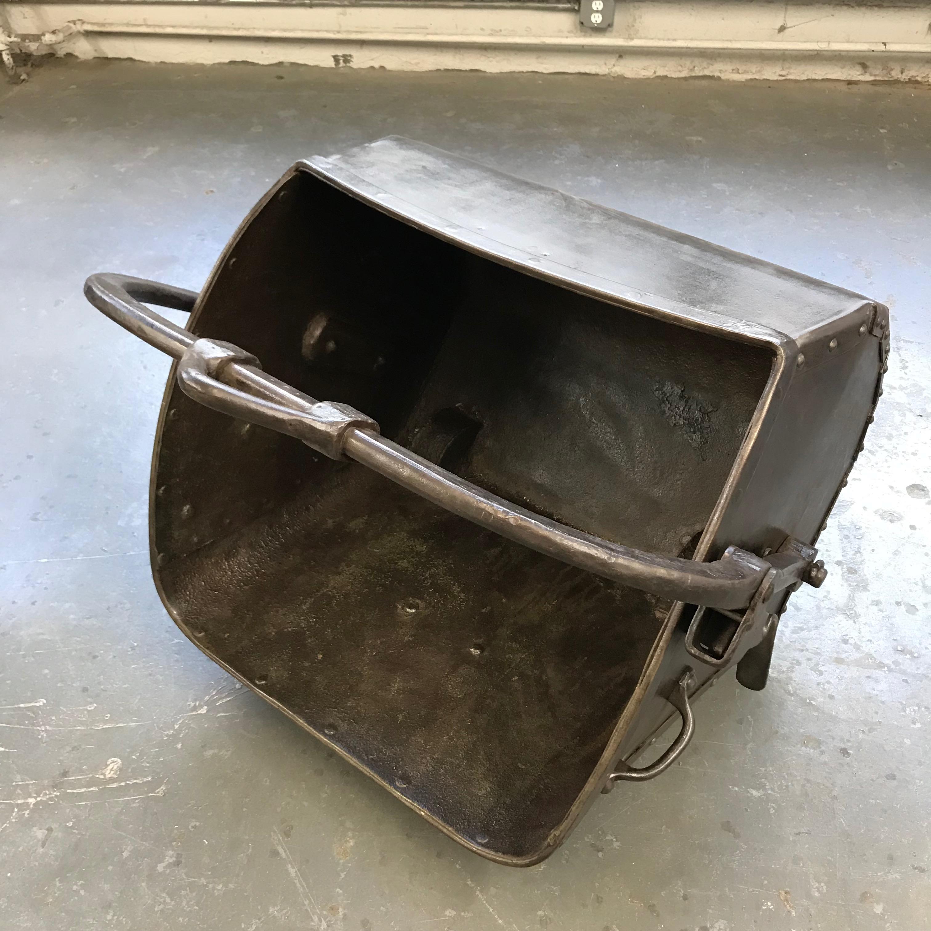 Large 19th Century Industrial Steel Coal Drag Shovel Bucket For Sale 1