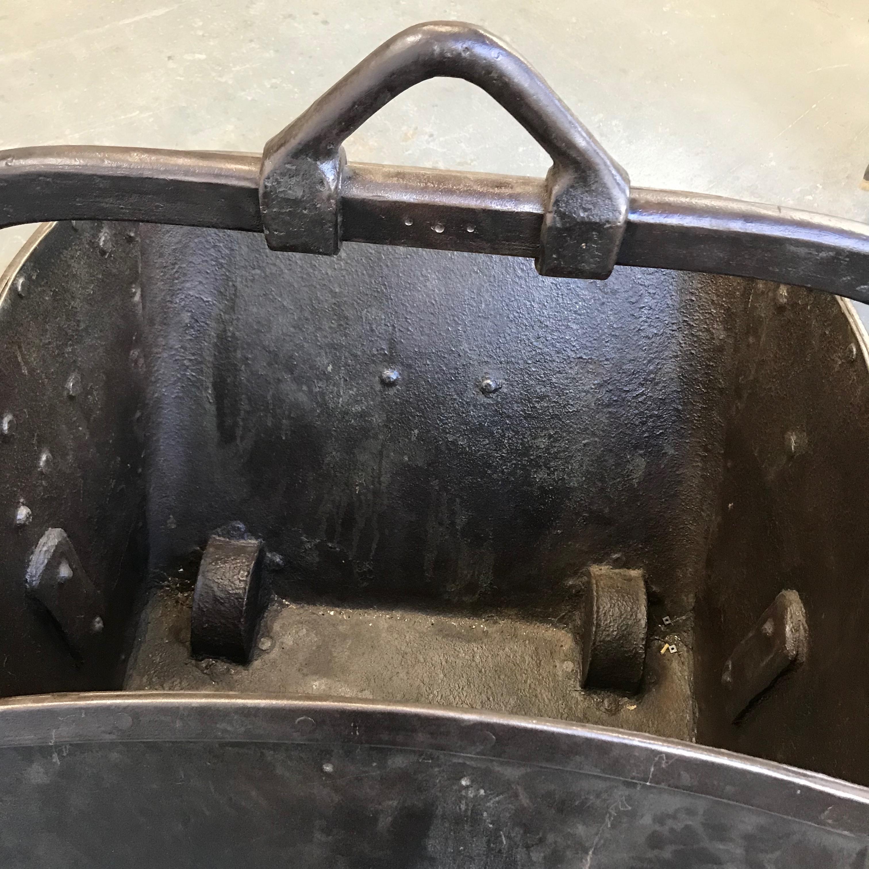 Large 19th Century Industrial Steel Coal Drag Shovel Bucket For Sale 4