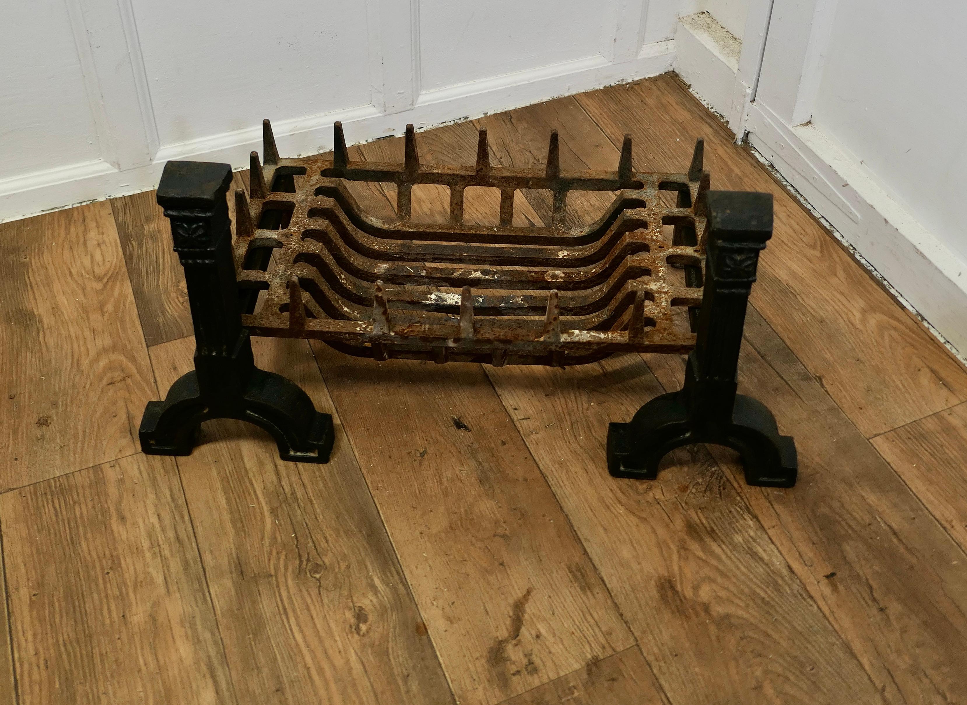 Large 19th Century Inglenook Fire Grate on Andirons For Sale 3