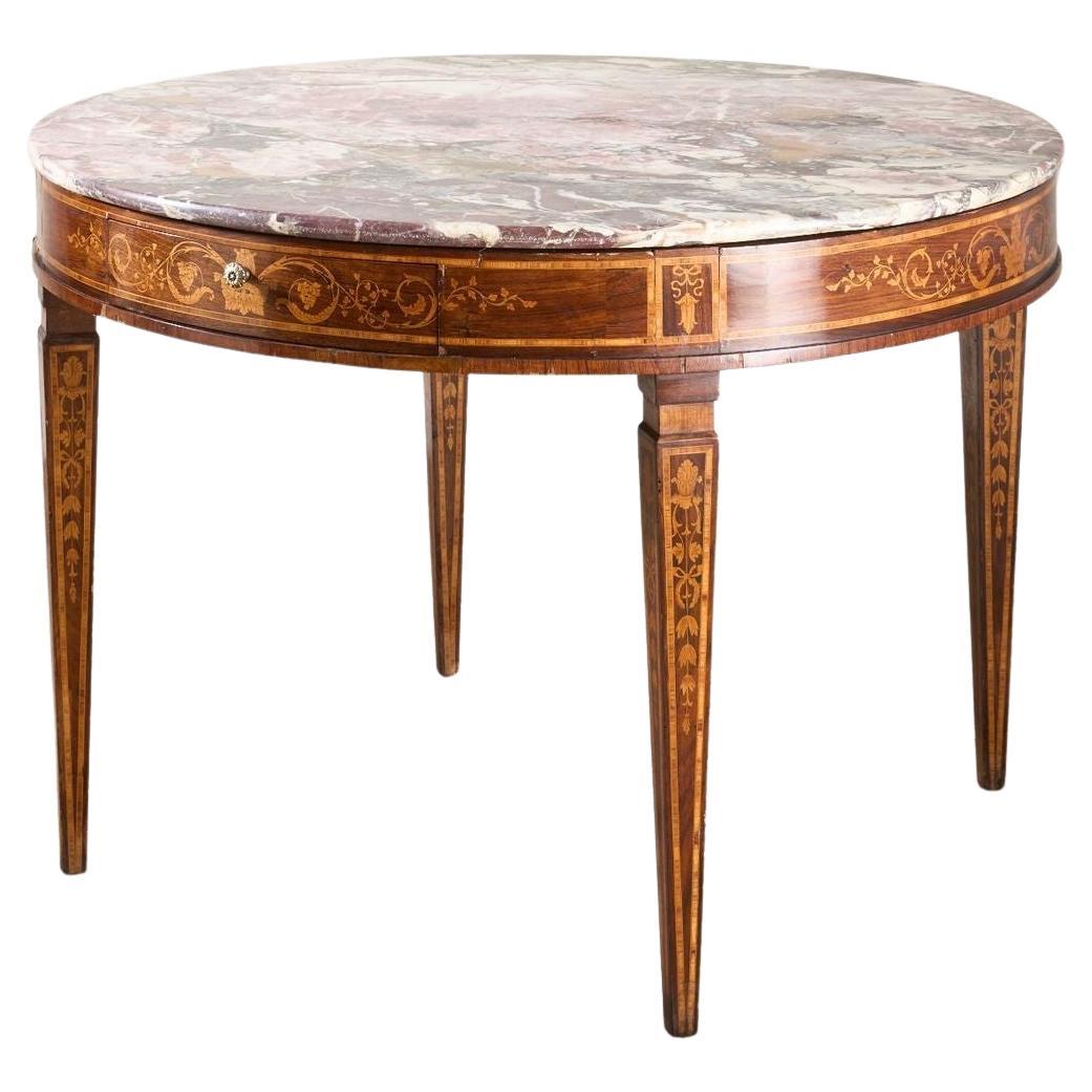 Large 19th Century Inlaid Italian circular table with purple marble For Sale