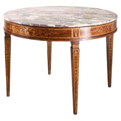 Antique Large 19th Century Inlaid Italian circular table with purple marble