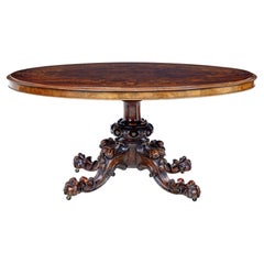 Large 19th century inlaid walnut tilt top table