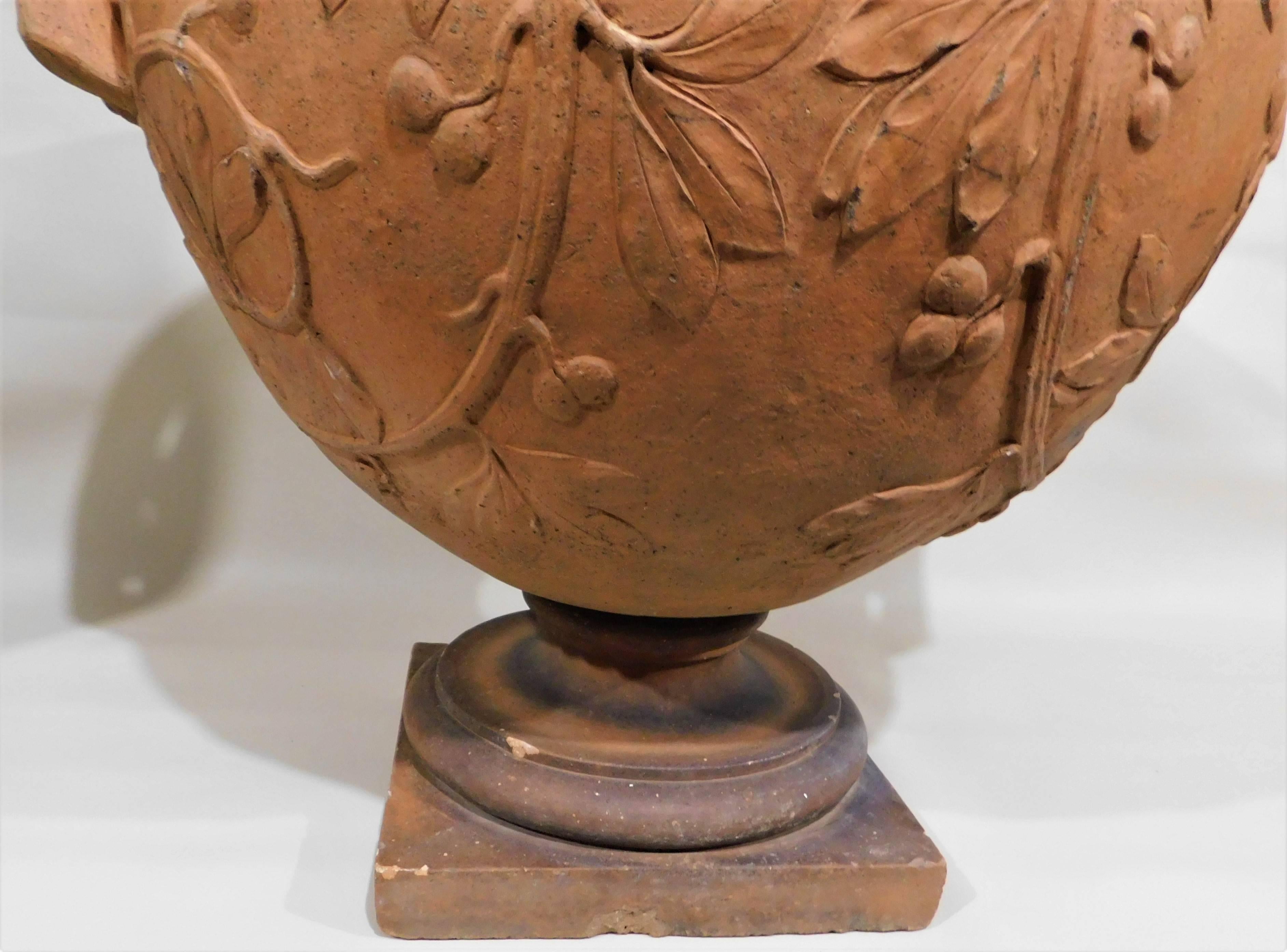 Large 19th Century Italian Art Nouveau Terracotta Urn For Sale 1