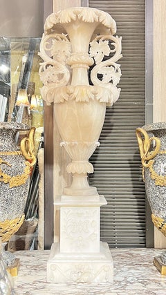Large 19th Century Italian Carved Alabaster Vase