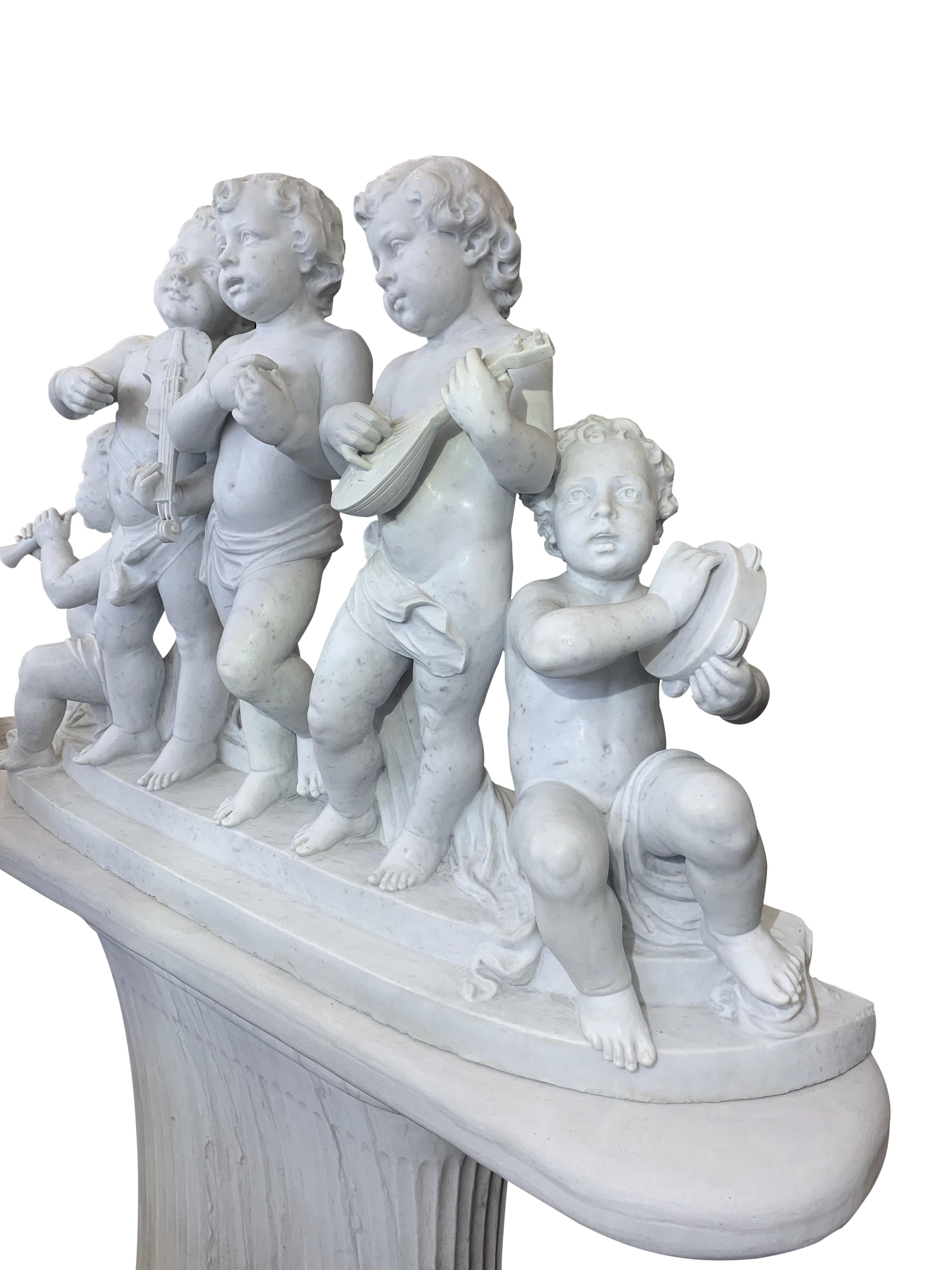 Large 19th Century Italian Carved Marble Group Depicting Musicians  on stand 4