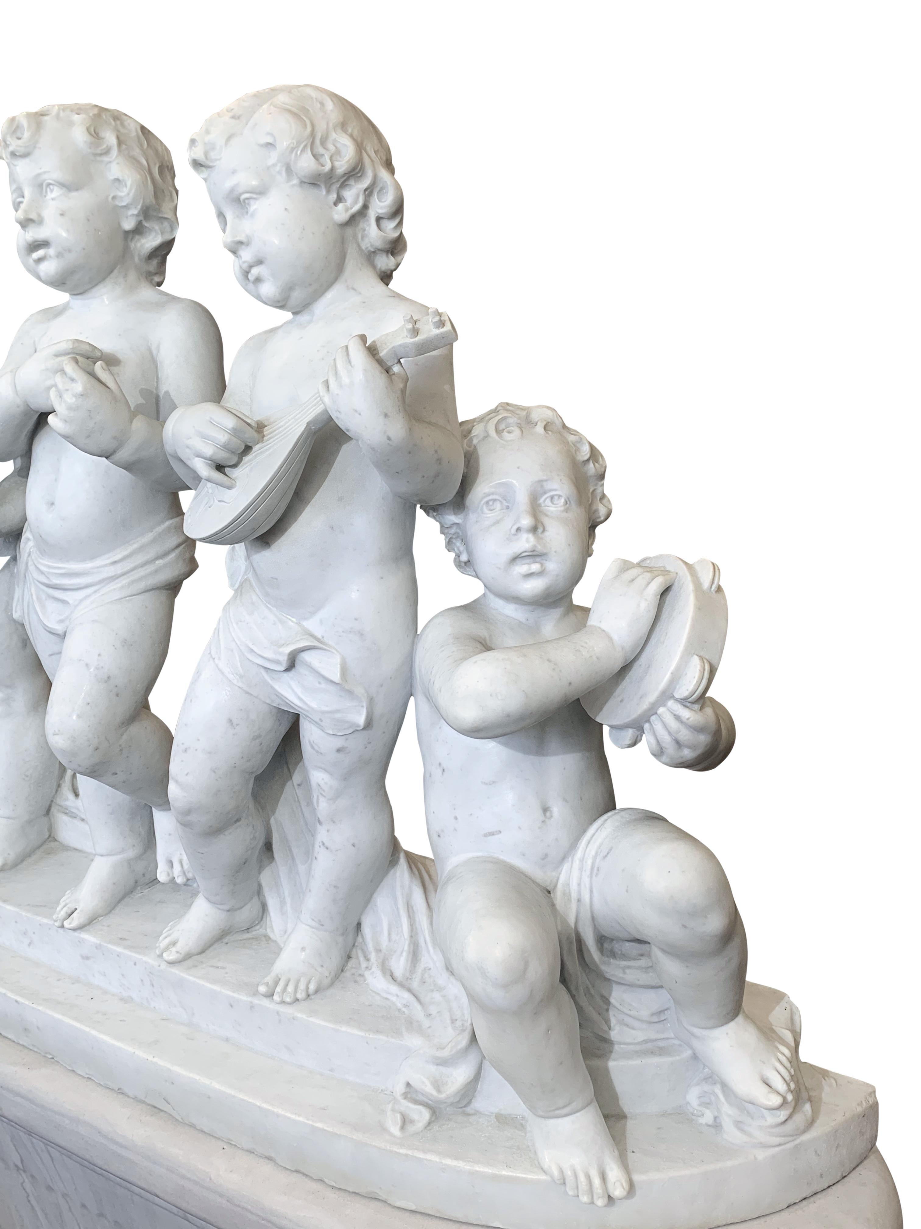 Large 19th Century Italian Carved Marble Group Depicting Musicians  on stand 5