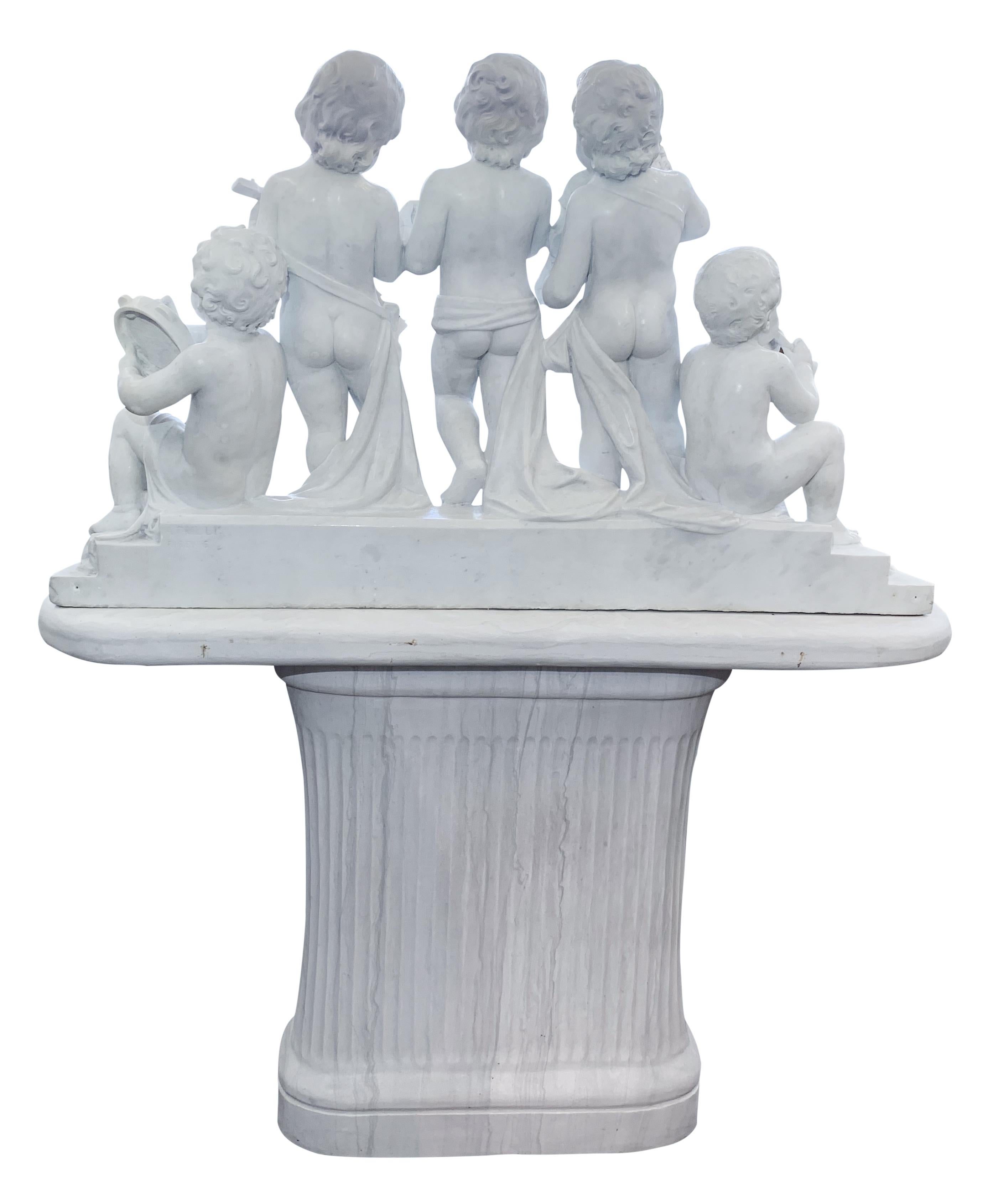 Large 19th Century Italian Carved Marble Group Depicting Musicians  on stand 11