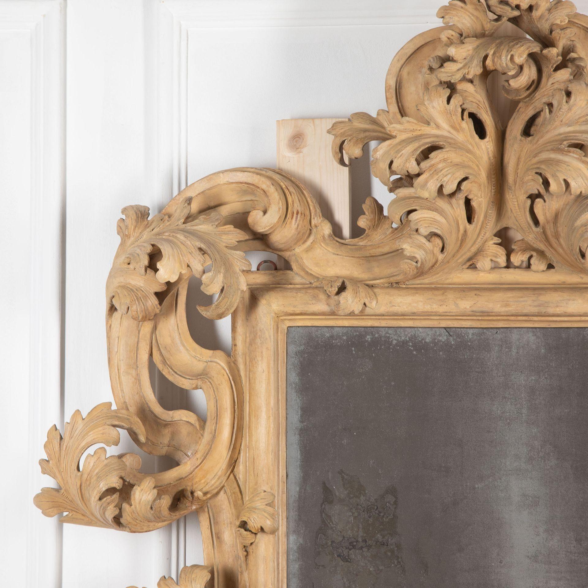 Baroque Large 19th Century Italian Carved Mirror For Sale