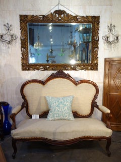 Large 19th Century Italian Carved & Painted Mantel Mirror, Tuscany, circa 1890