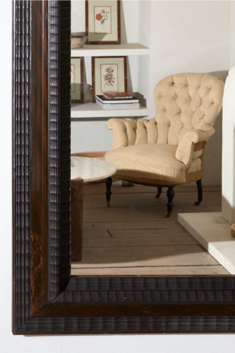 Large 19th century Italian Ebonised and faux mahogany wall mirror In Excellent Condition For Sale In Malton, GB