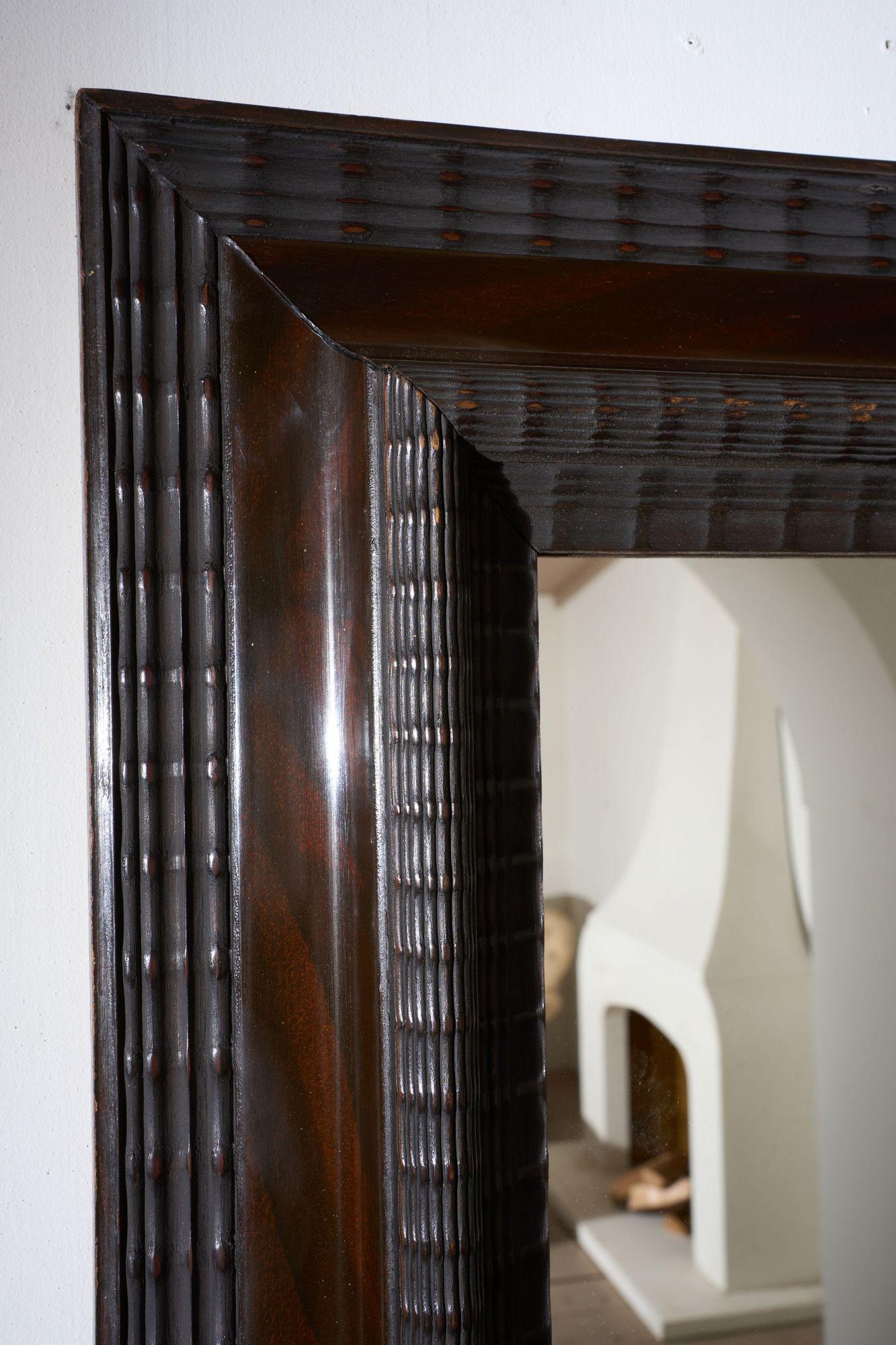 Large 19th century Italian Ebonised and faux mahogany wall mirror For Sale 1