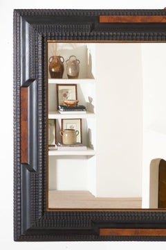 Large 19th Century Italian Ebonised and Faux tortoiseshell mirror