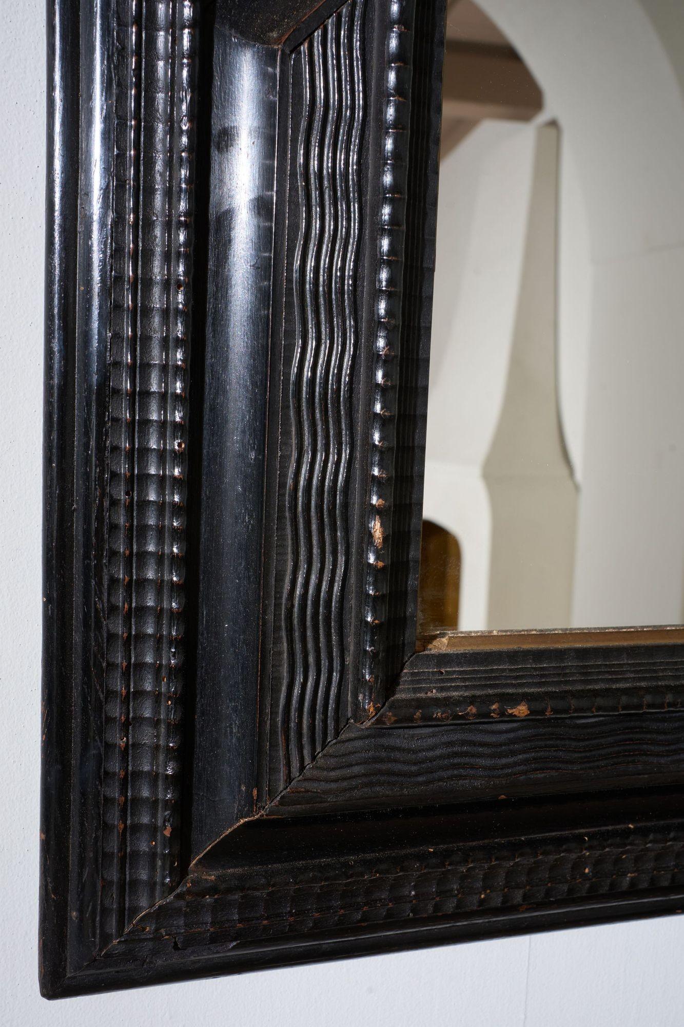 Beech Large 19th century Italian Ebonised and faux tortoiseshell mirror For Sale