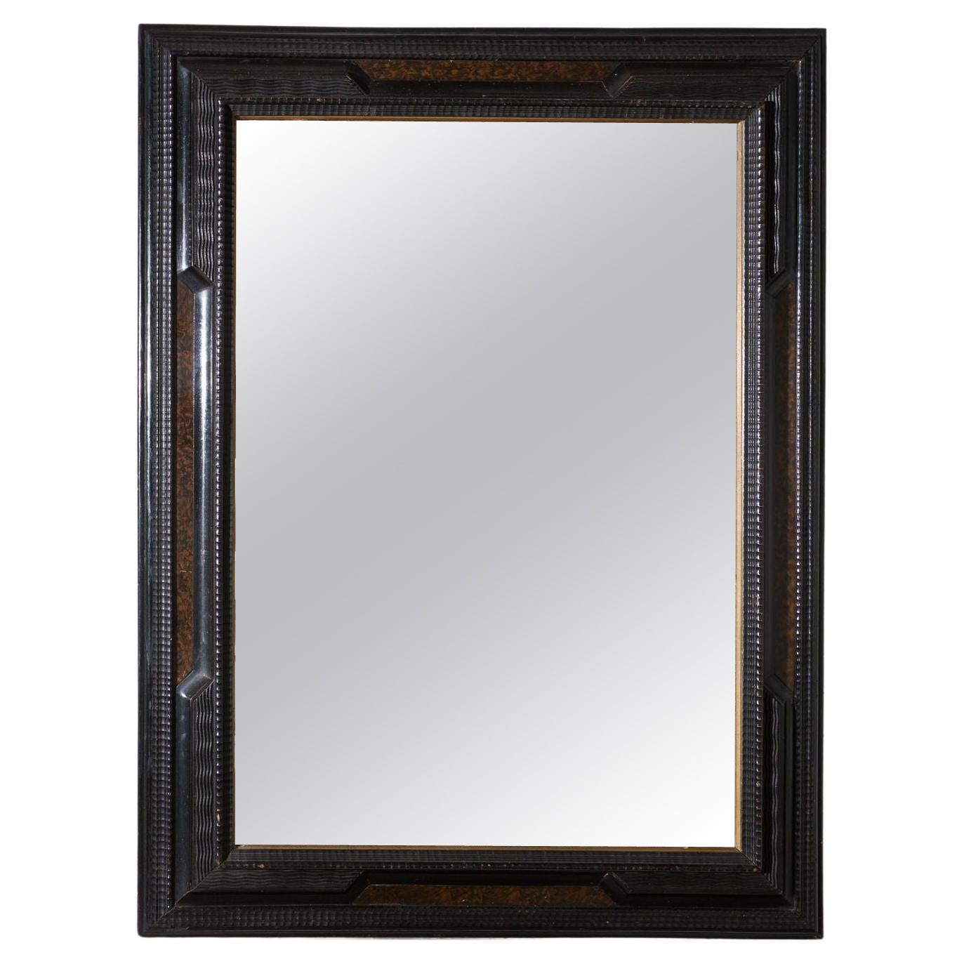 Large 19th century Italian Ebonised and faux tortoiseshell mirror