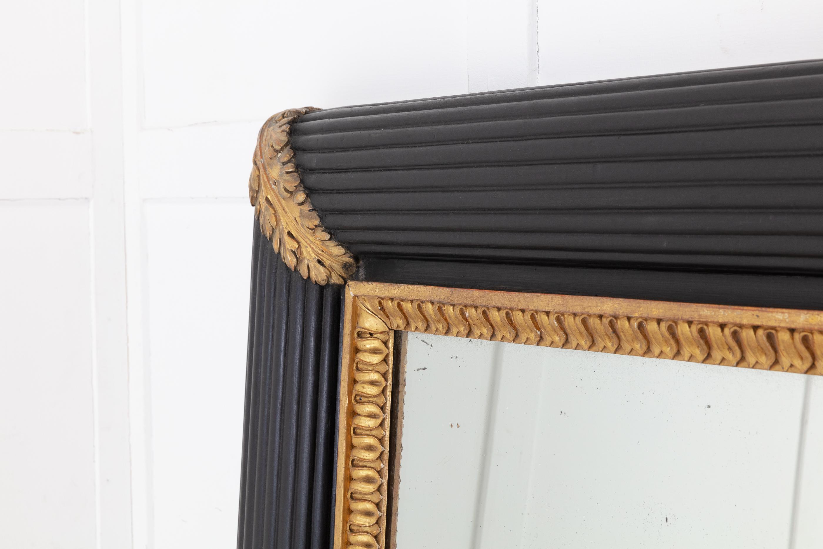 Ebonized Large 19th Century Italian Ebonised & Gilded Mirror