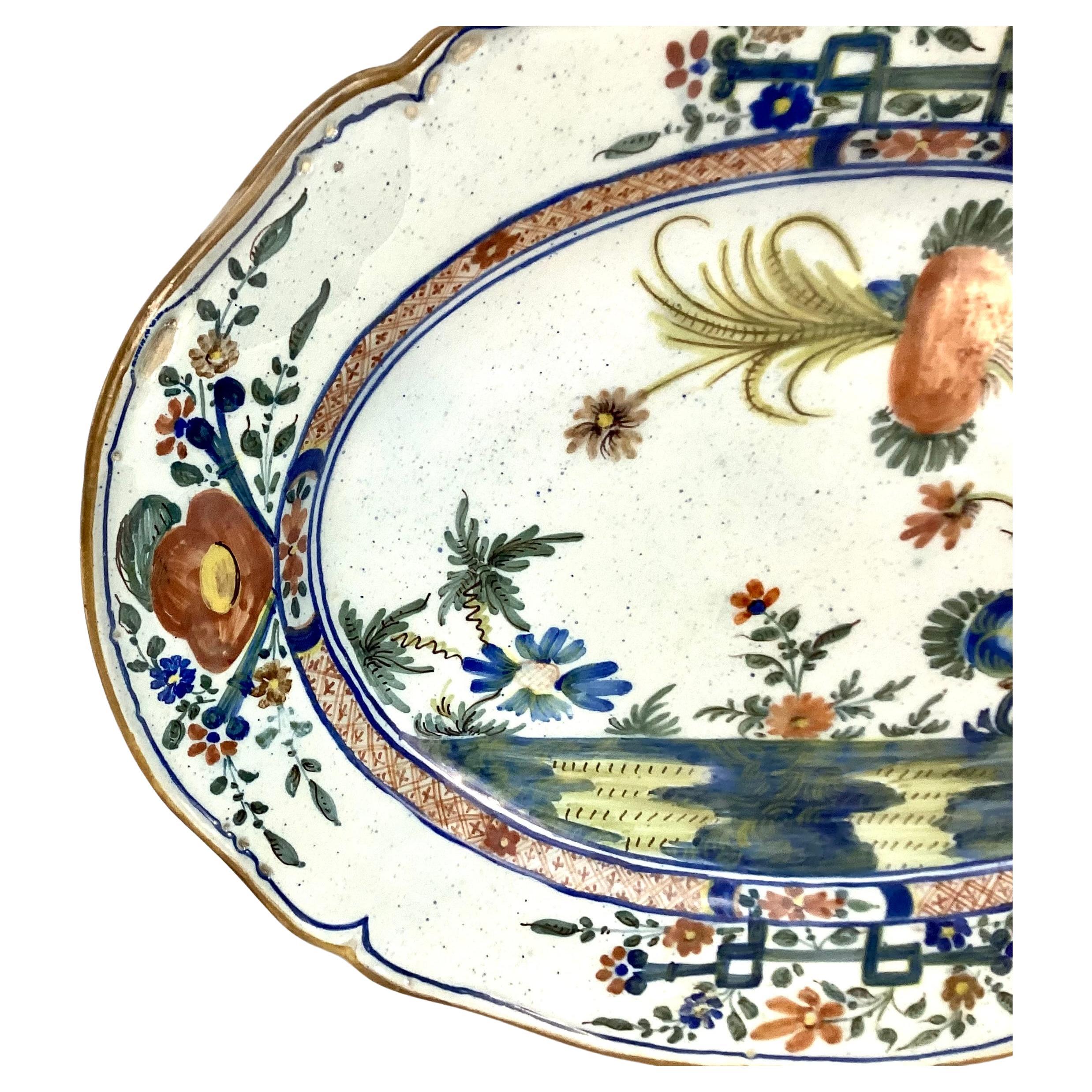 Ceramic Large 19th Century Italian Faenza Garofano Platter For Sale