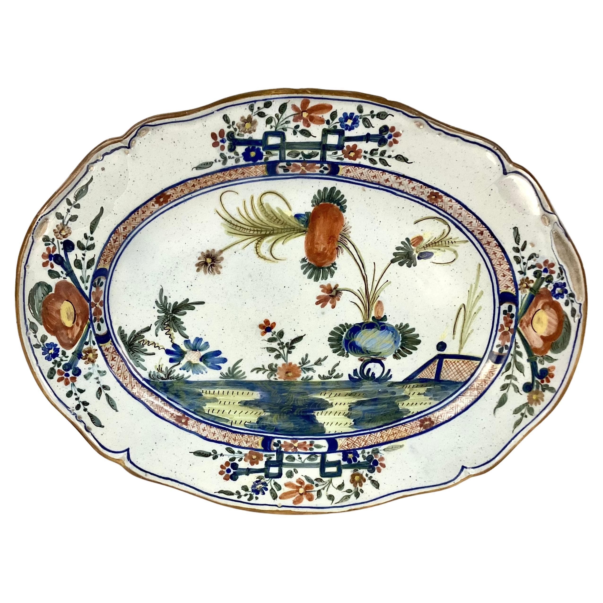 Large 19th Century Italian Faenza Garofano Platter