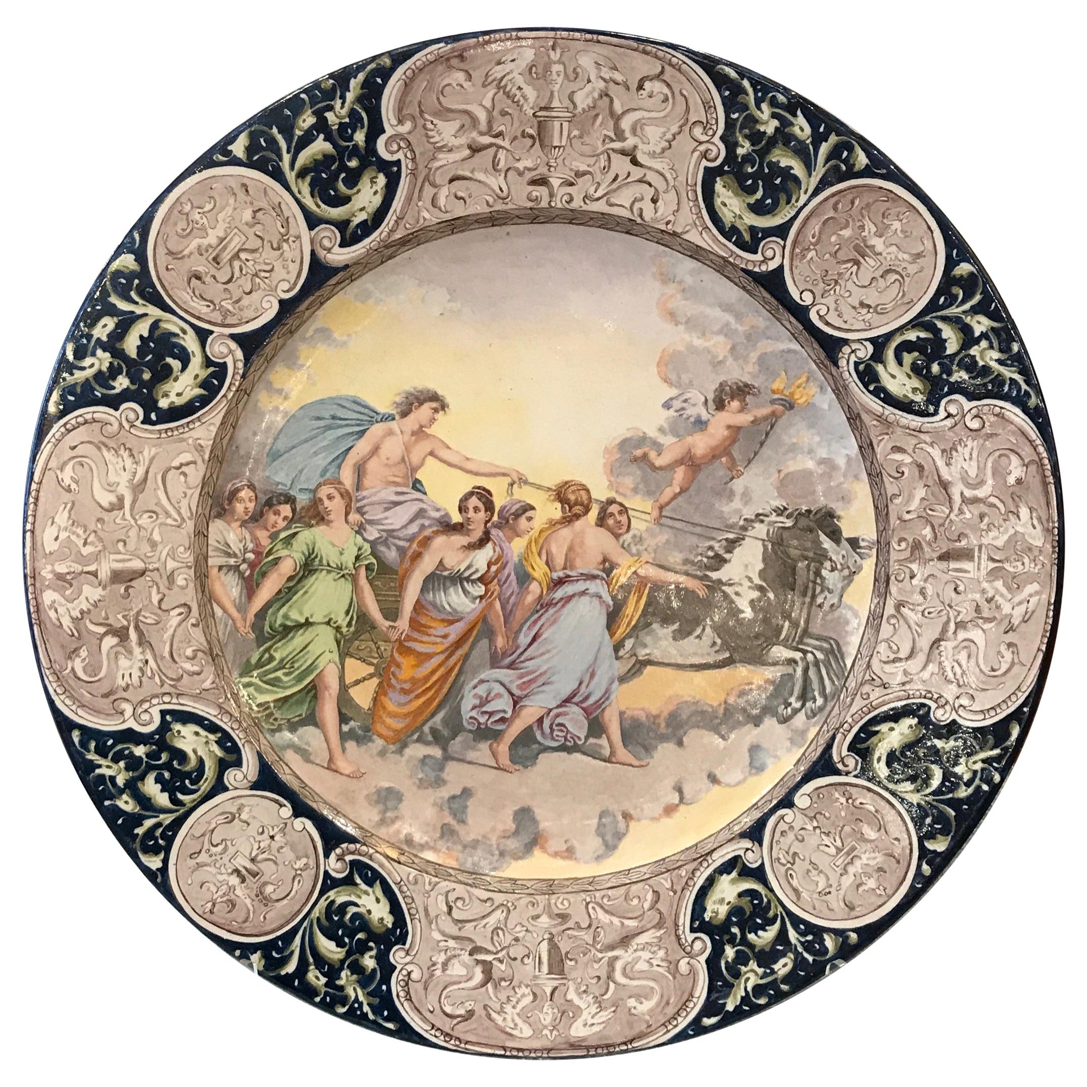Large 19th Century Italian Faience Allegorical Charger