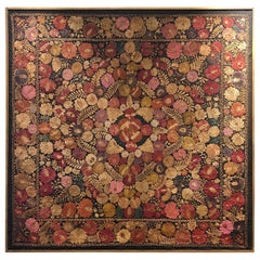 Large 19th Century Italian Floral Art Needlework Framed Tapestry