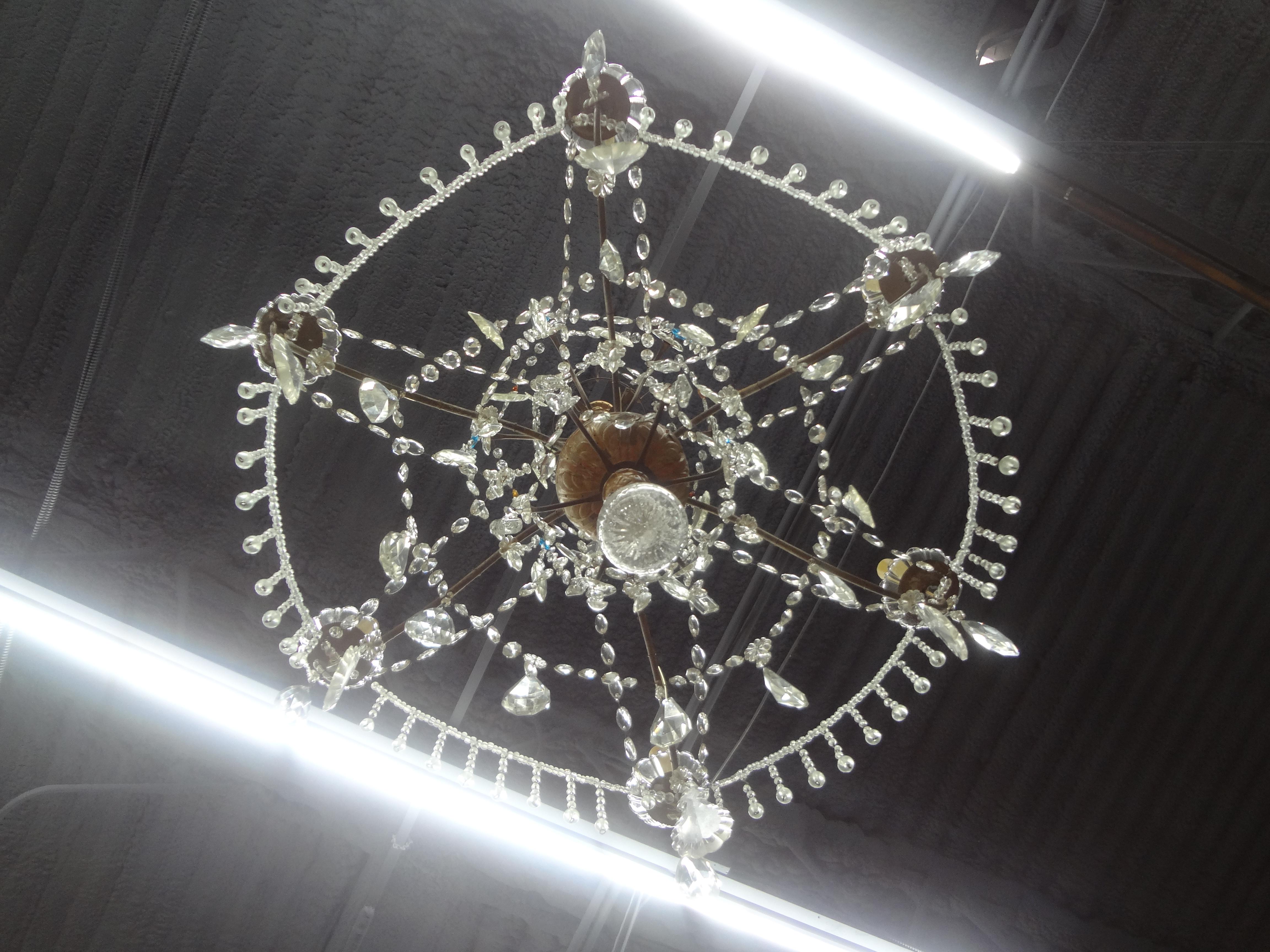 Large 19th Century Italian Genovese Giltwood and Crystal Chandelier For Sale 2
