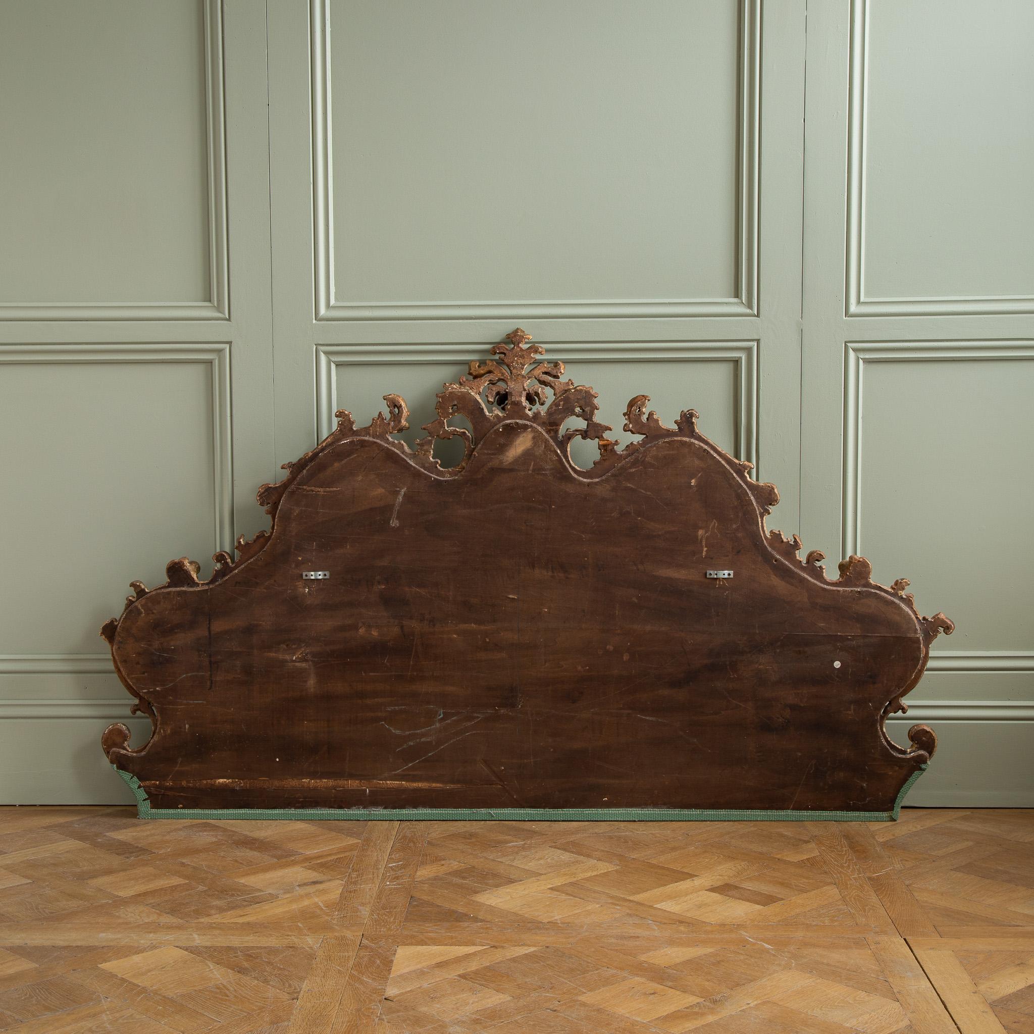 Large 19th Century Italian Giltwood Headboard in Rococo Style For Sale 4