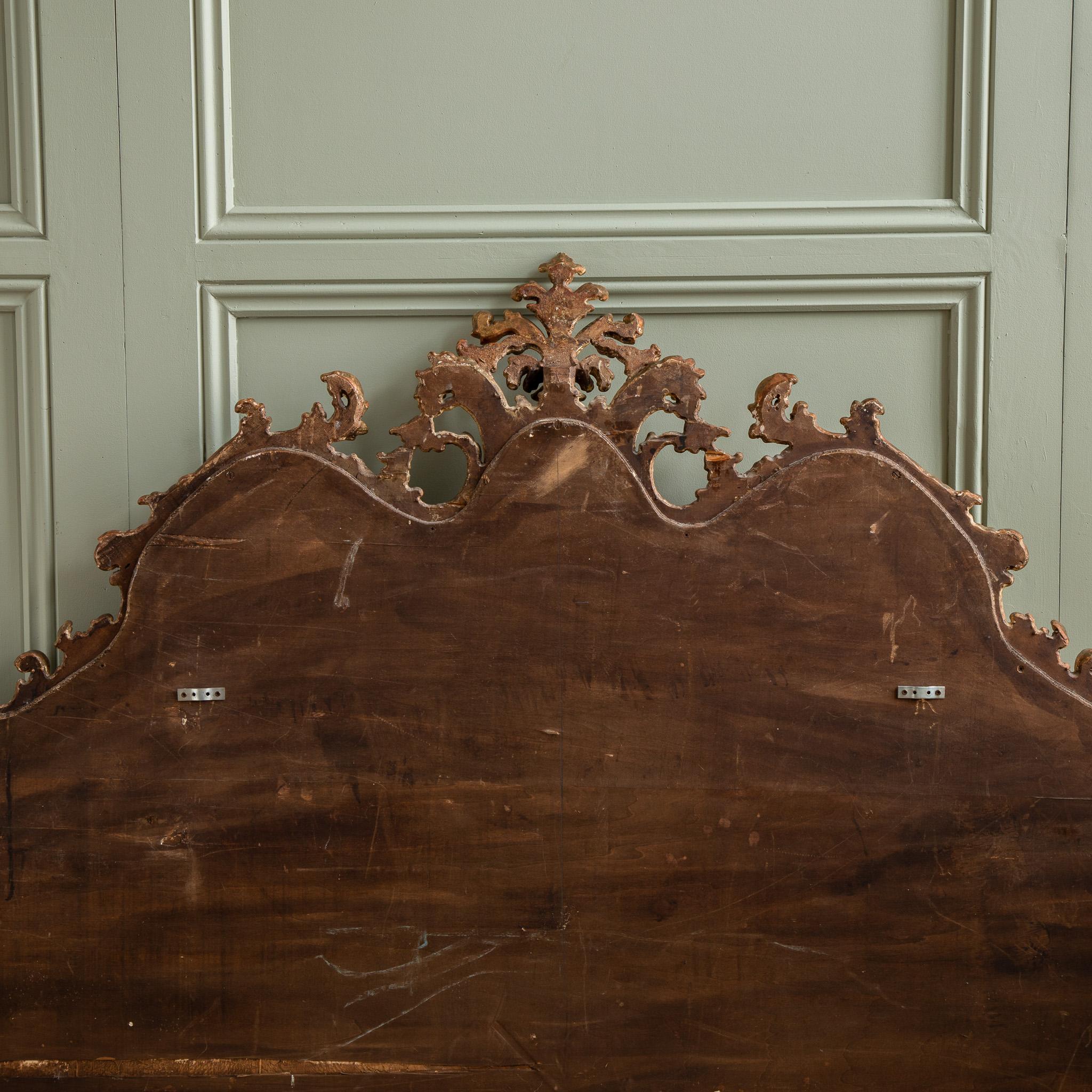 Large 19th Century Italian Giltwood Headboard in Rococo Style For Sale 5