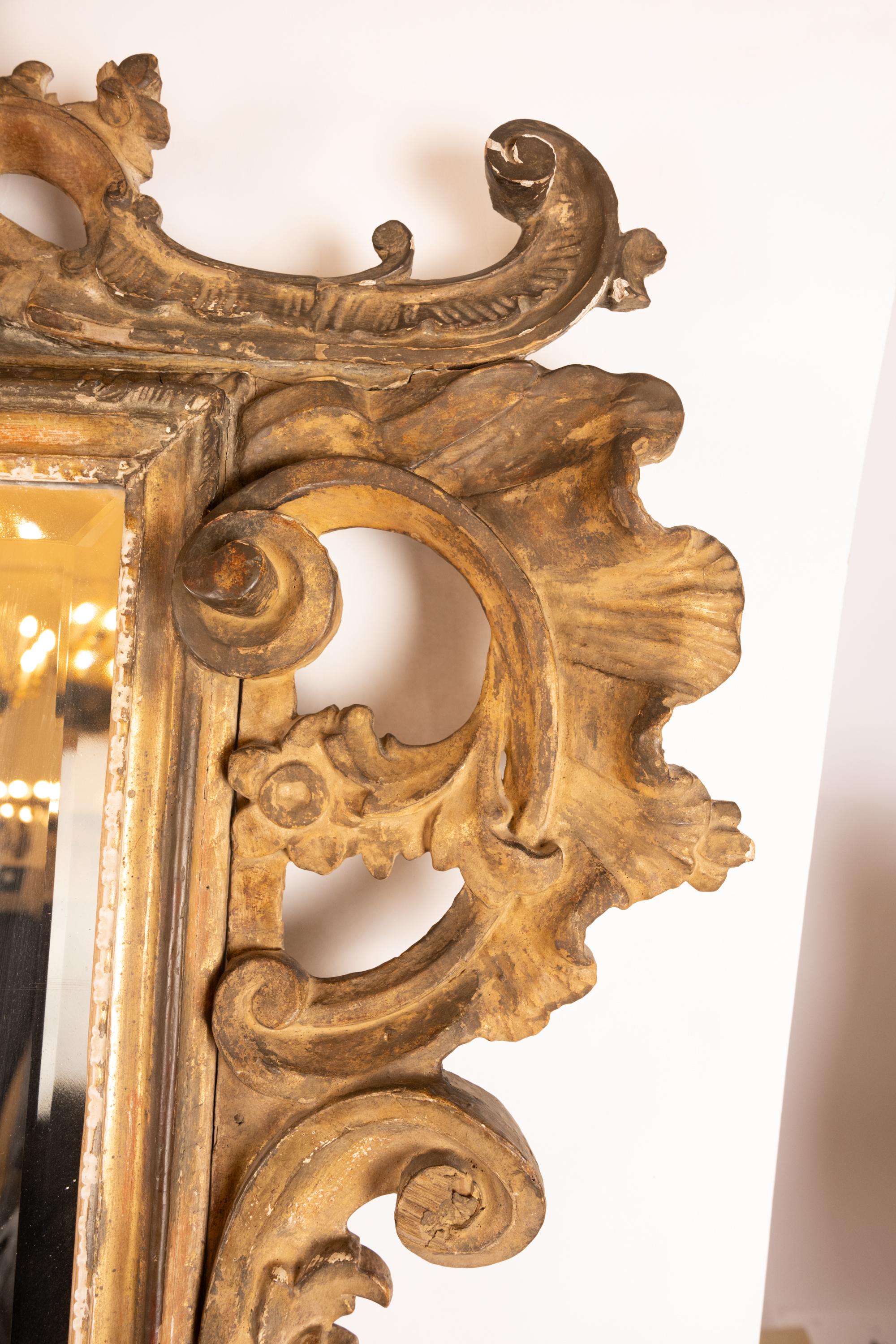 Large 19th Century Italian Hand Carved Mirror For Sale 5