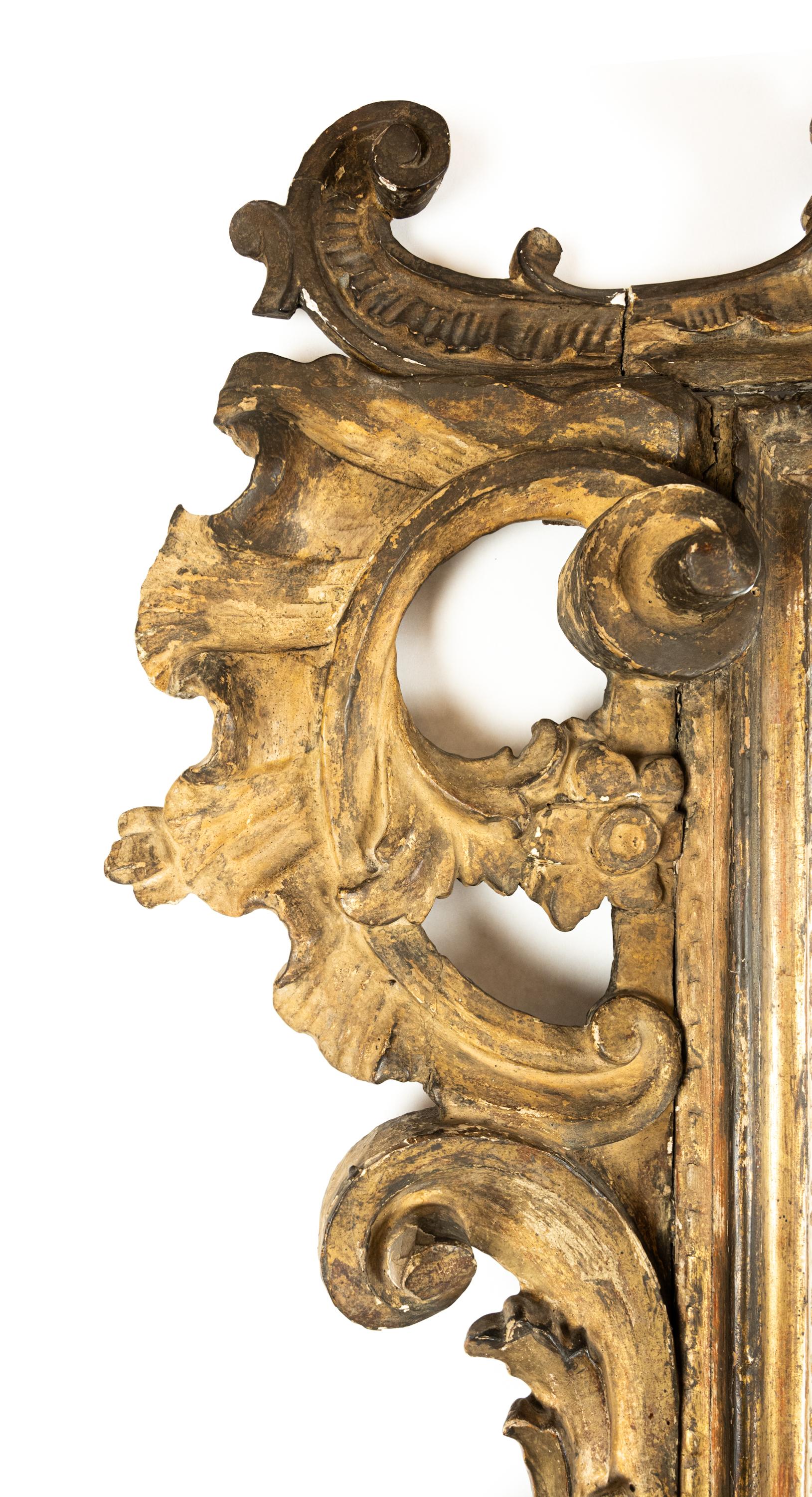 Fruitwood Large 19th Century Italian Hand Carved Mirror For Sale