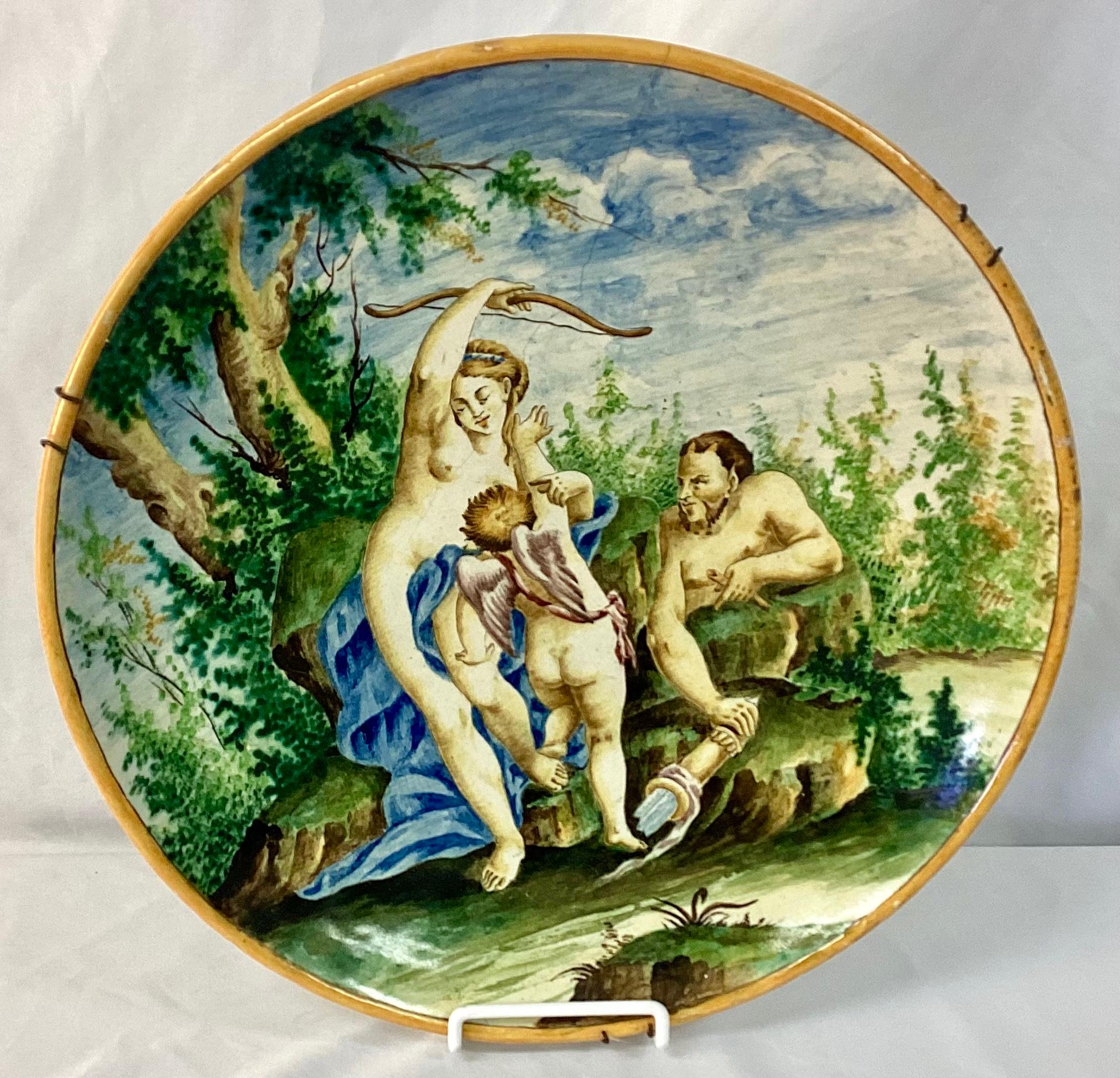Large 19th Century Italian Majolica Charger For Sale 1