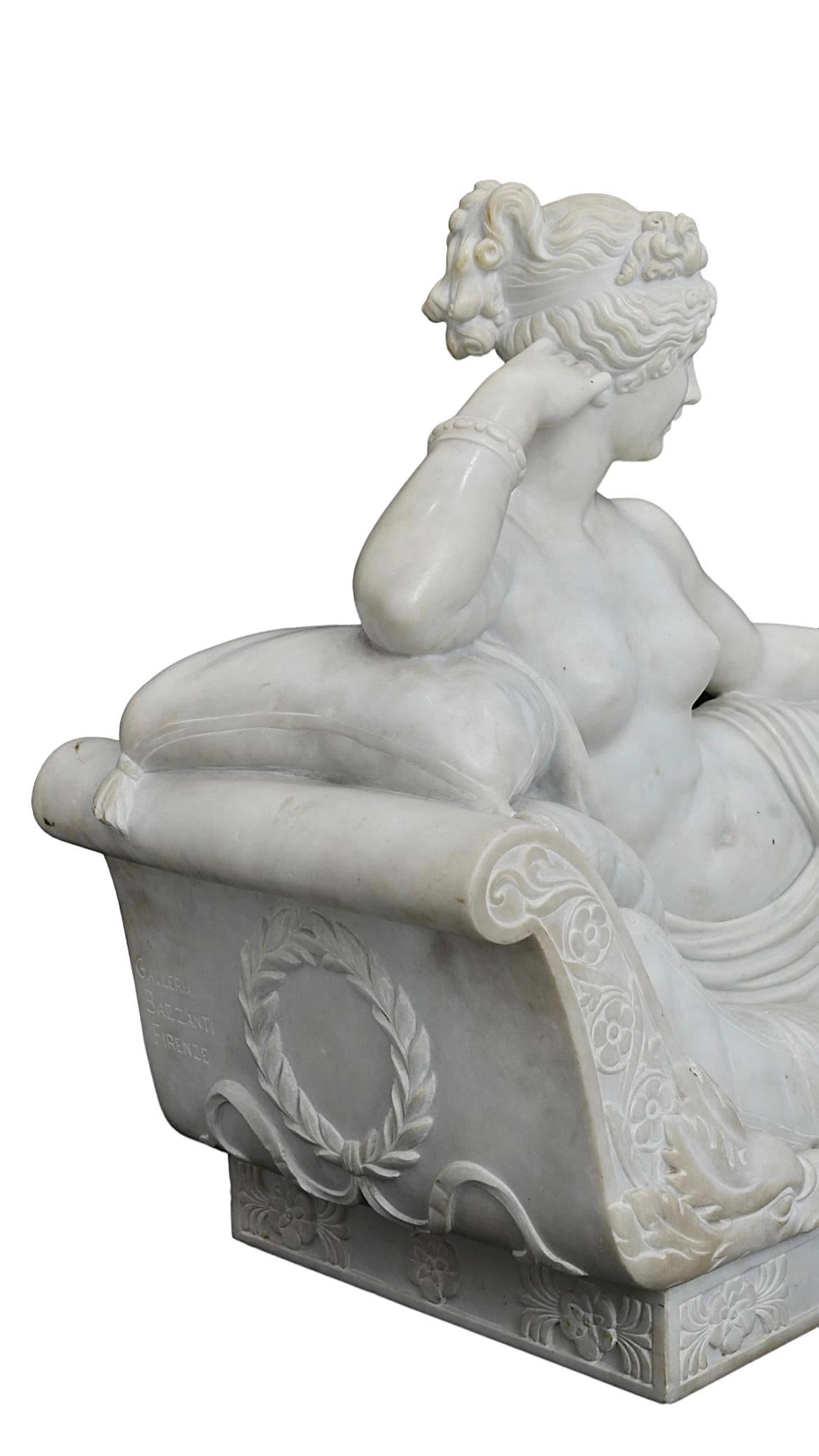 Hand-Carved Large 19th Century Italian Marble Statue of Venus Victrix by Pietro Bazzanti
